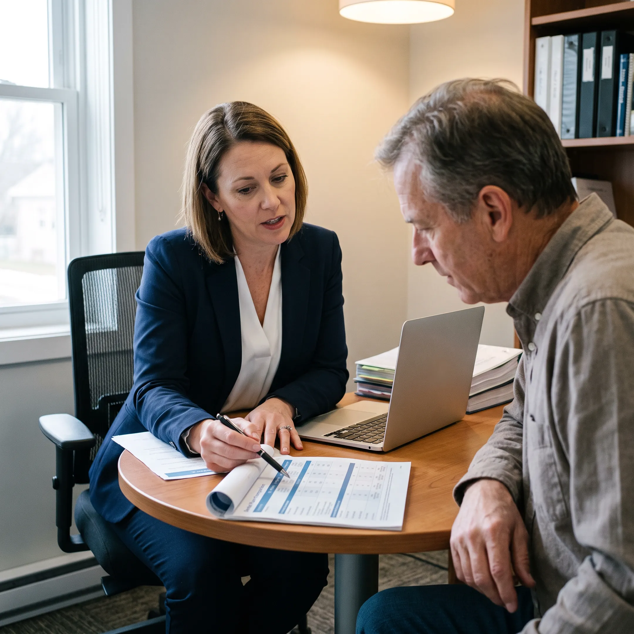 Insurance advisor comparing dental plans with a customer