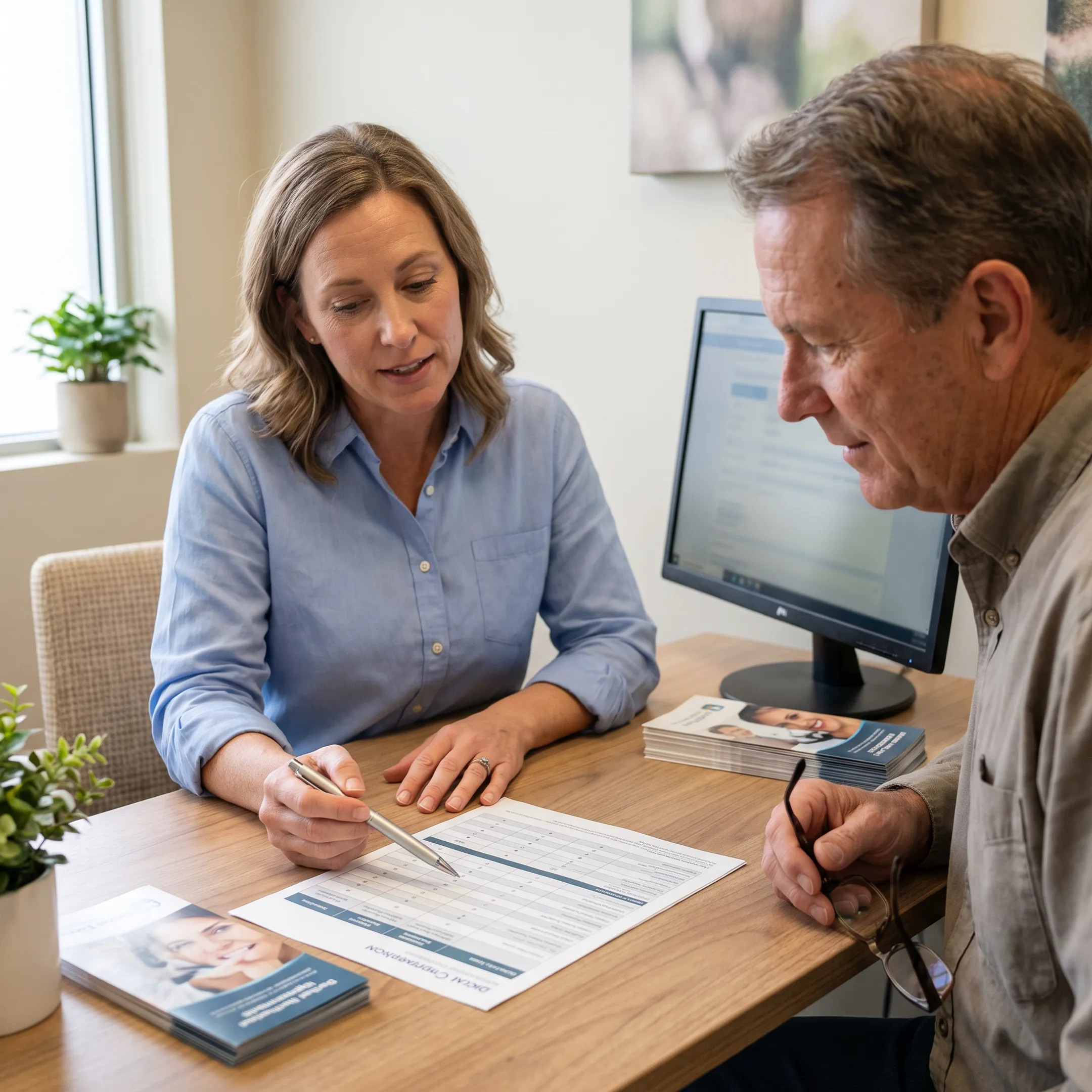 Advisor explaining dental insurance options to a South Dakota customer