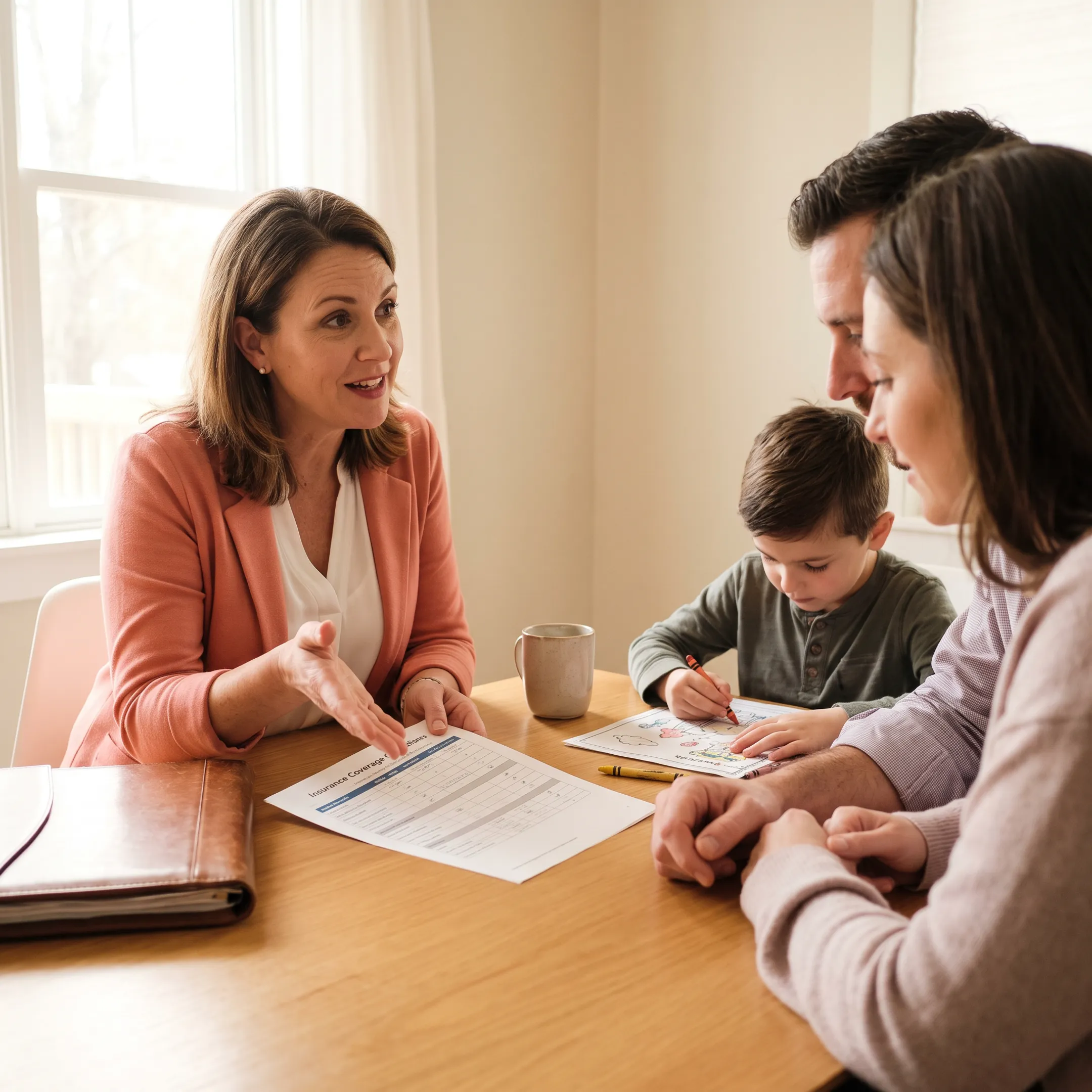 Family reviewing dental insurance options with an advisor