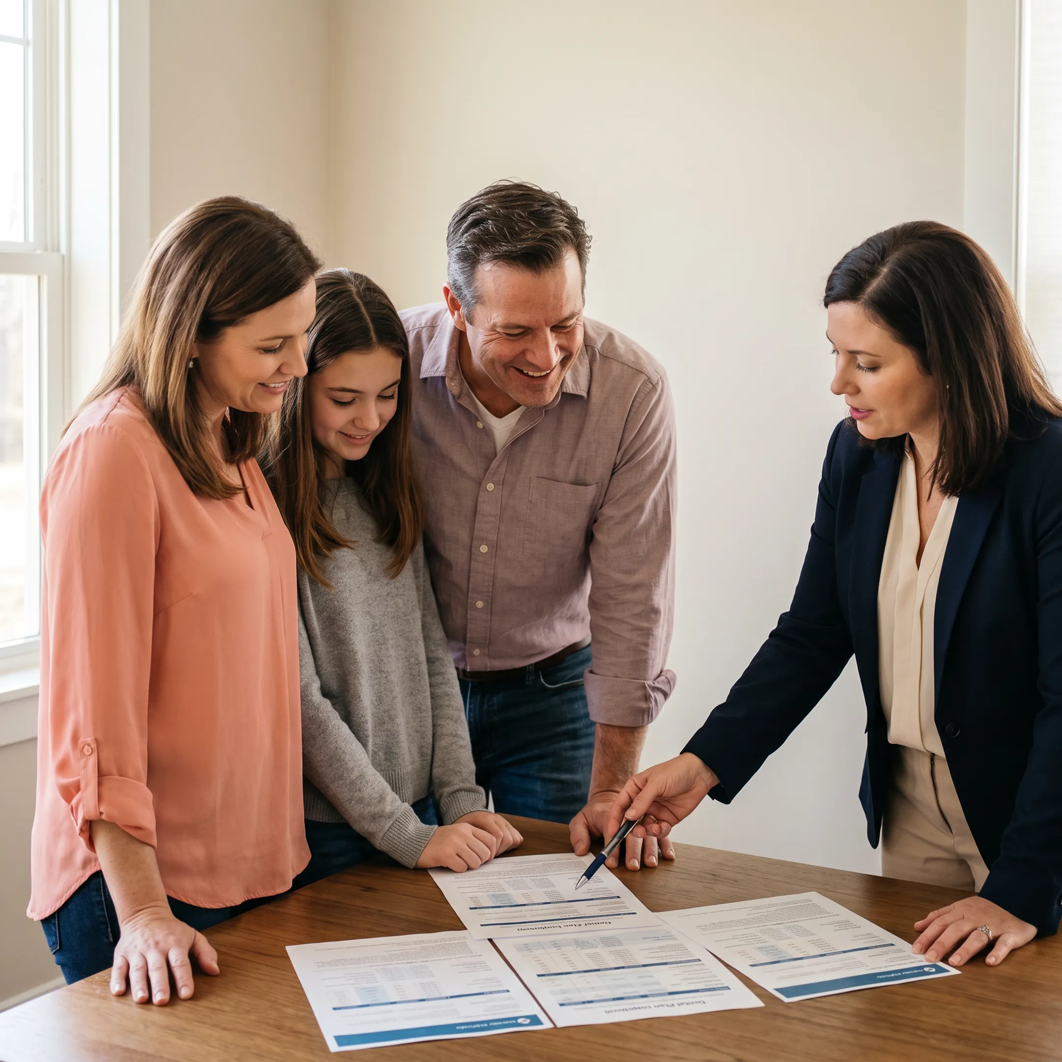 Texas family reviewing dental insurance options with an advisor