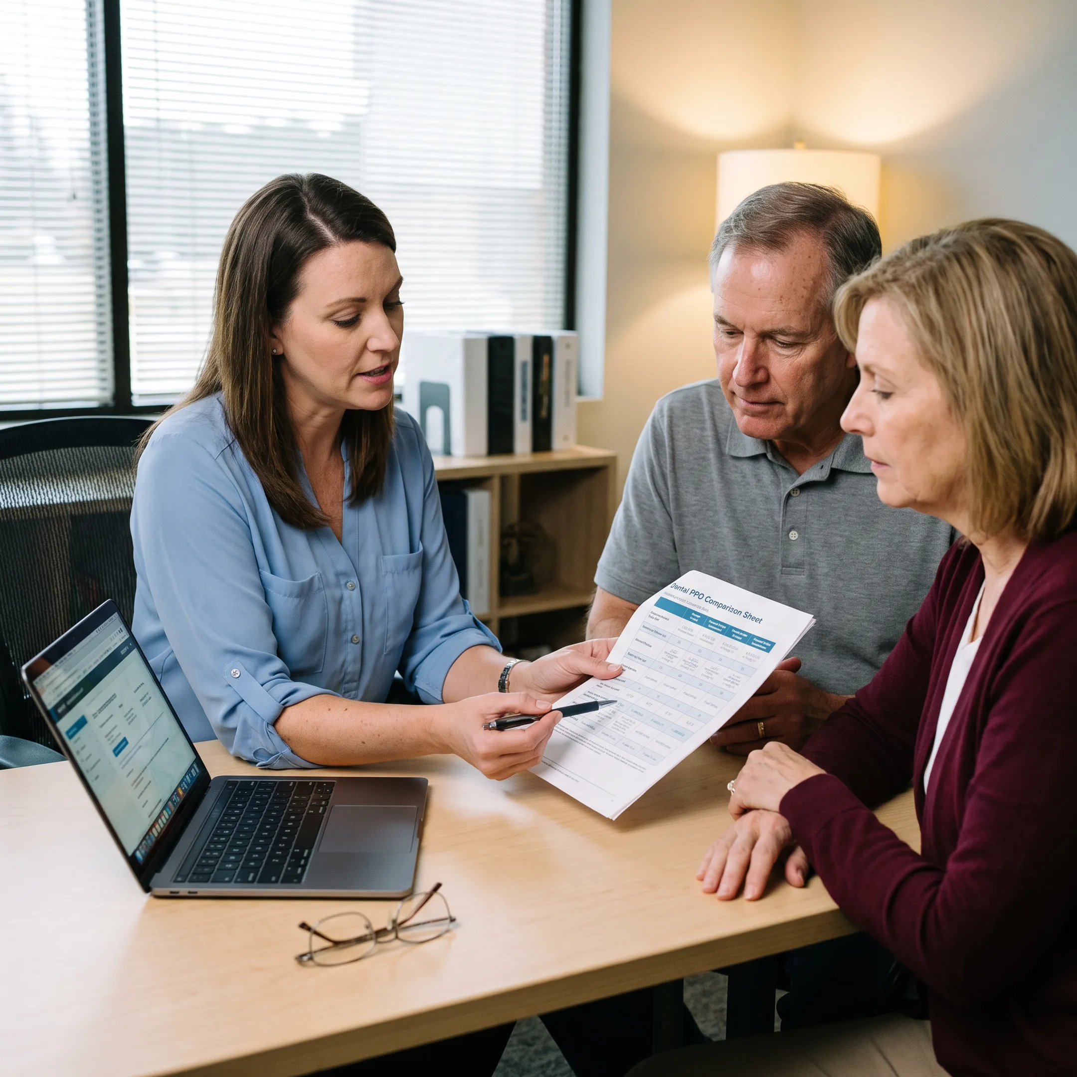 Advisor discussing dental insurance options with a Minnesota family