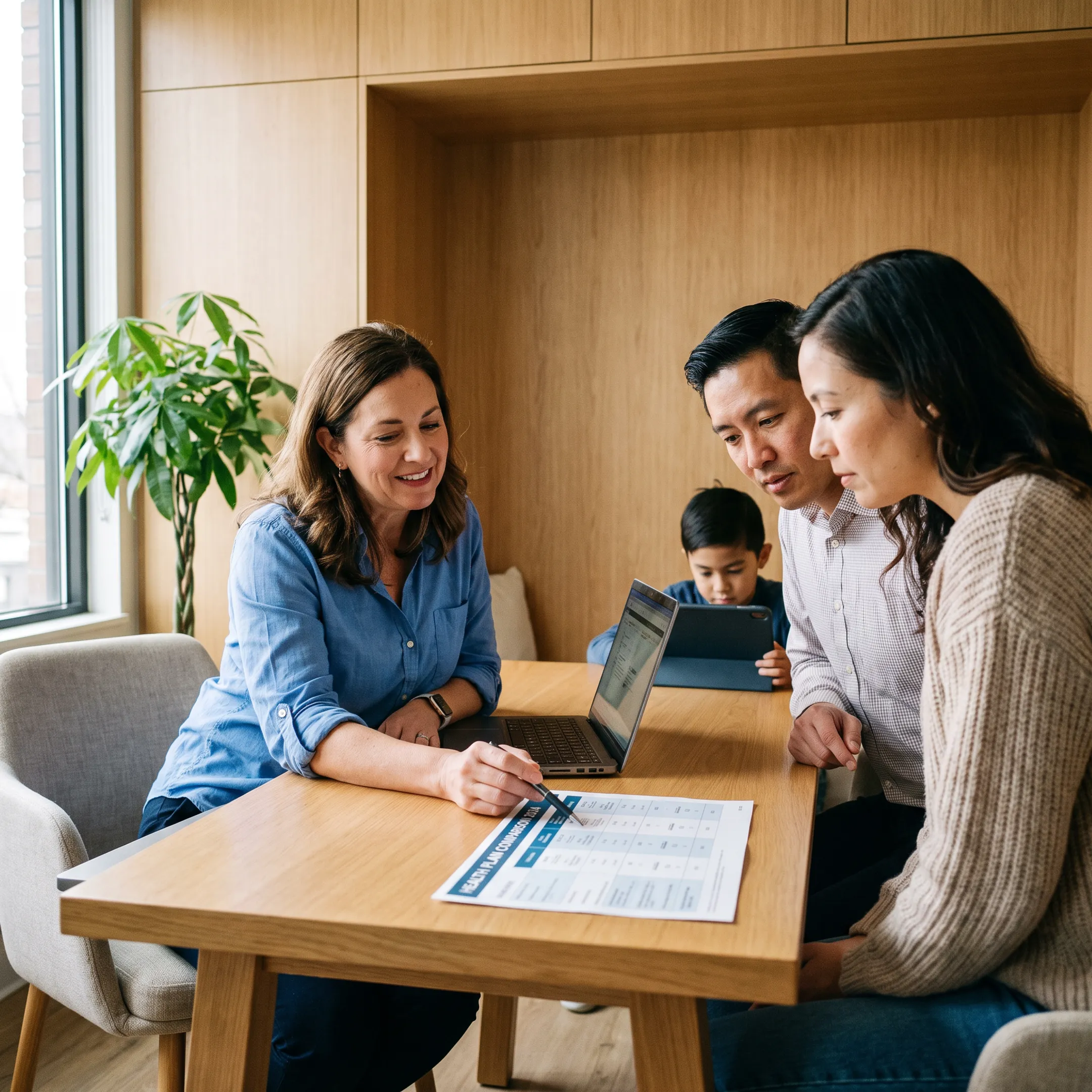 Advisor discussing dental insurance options with a California family