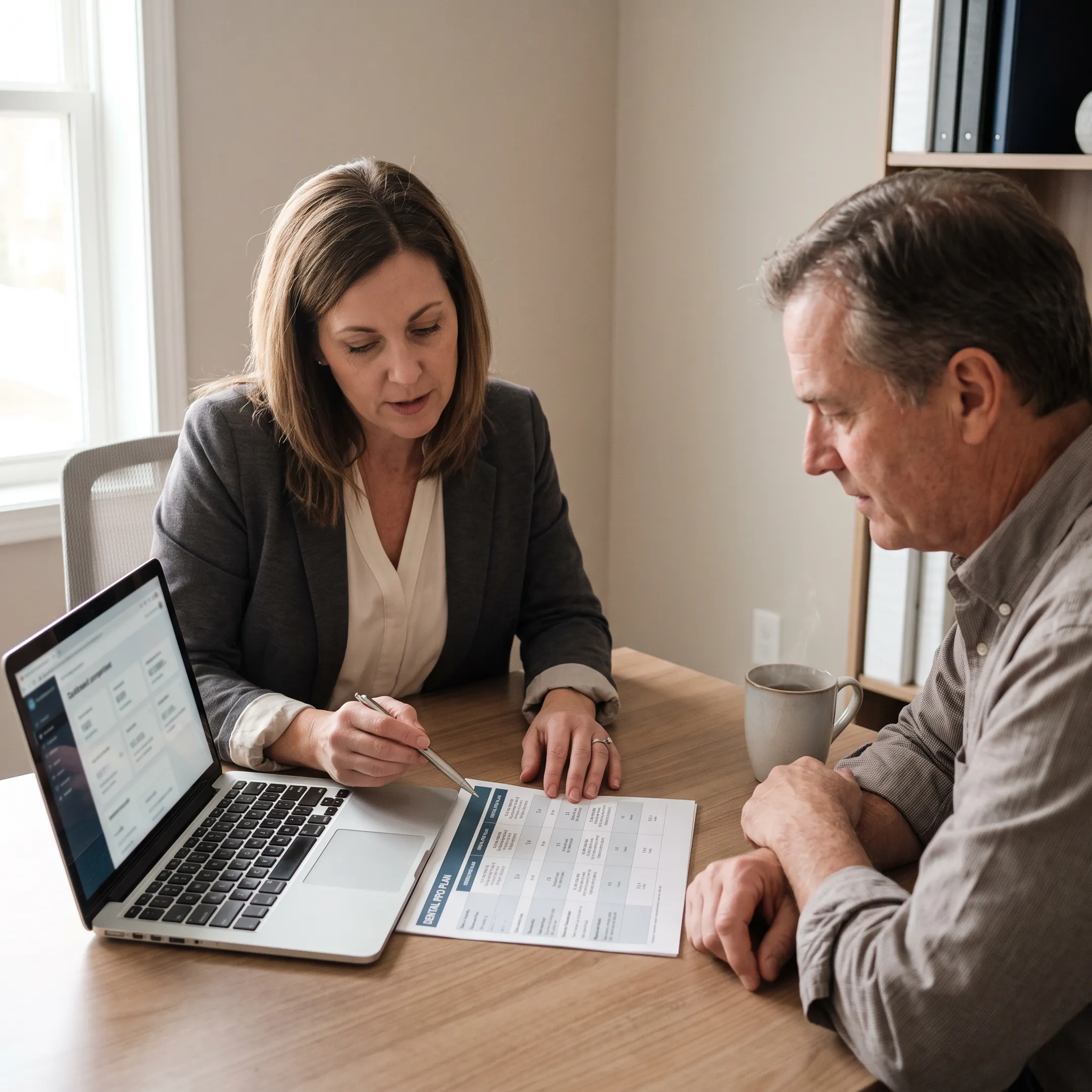 Advisor explaining dental insurance coverage options