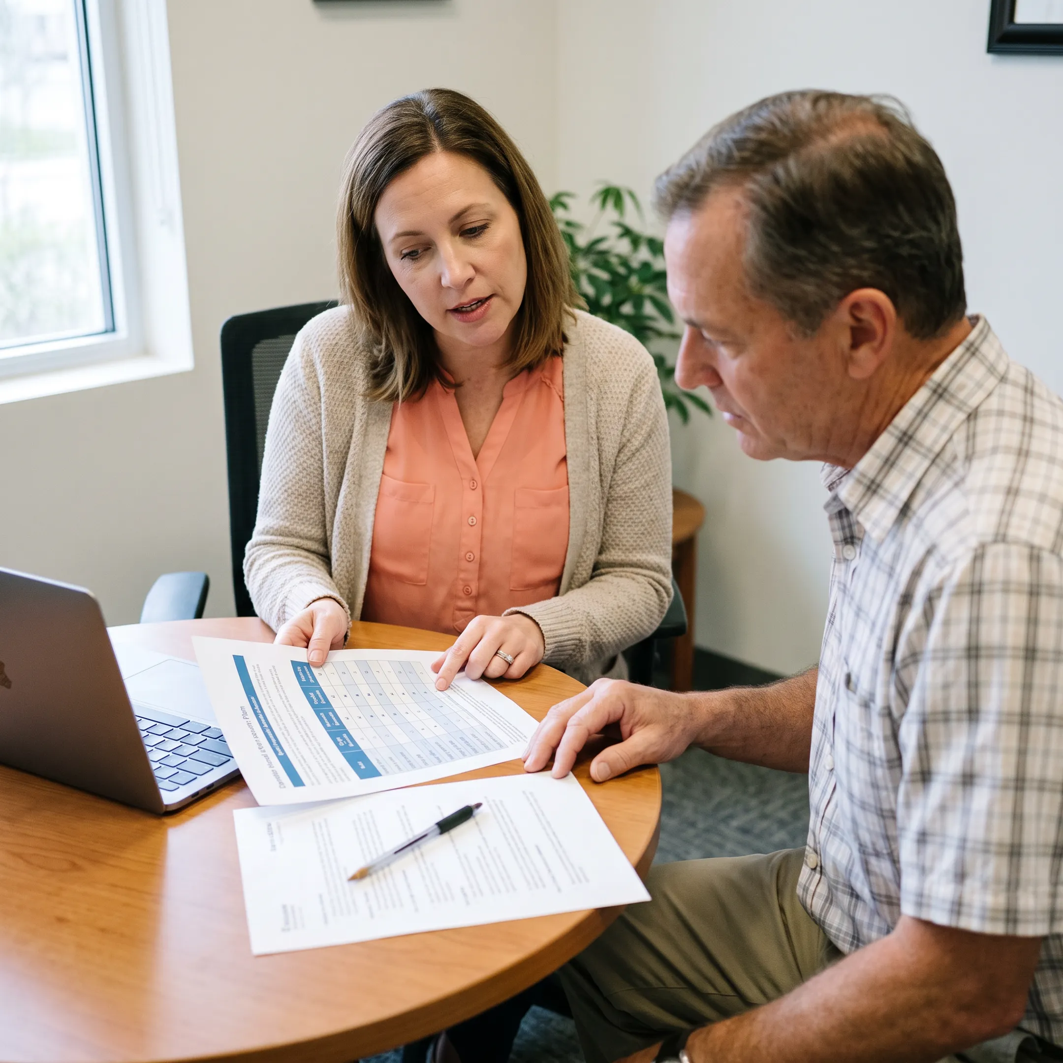 Insurance agent comparing dental plans with a Florida resident