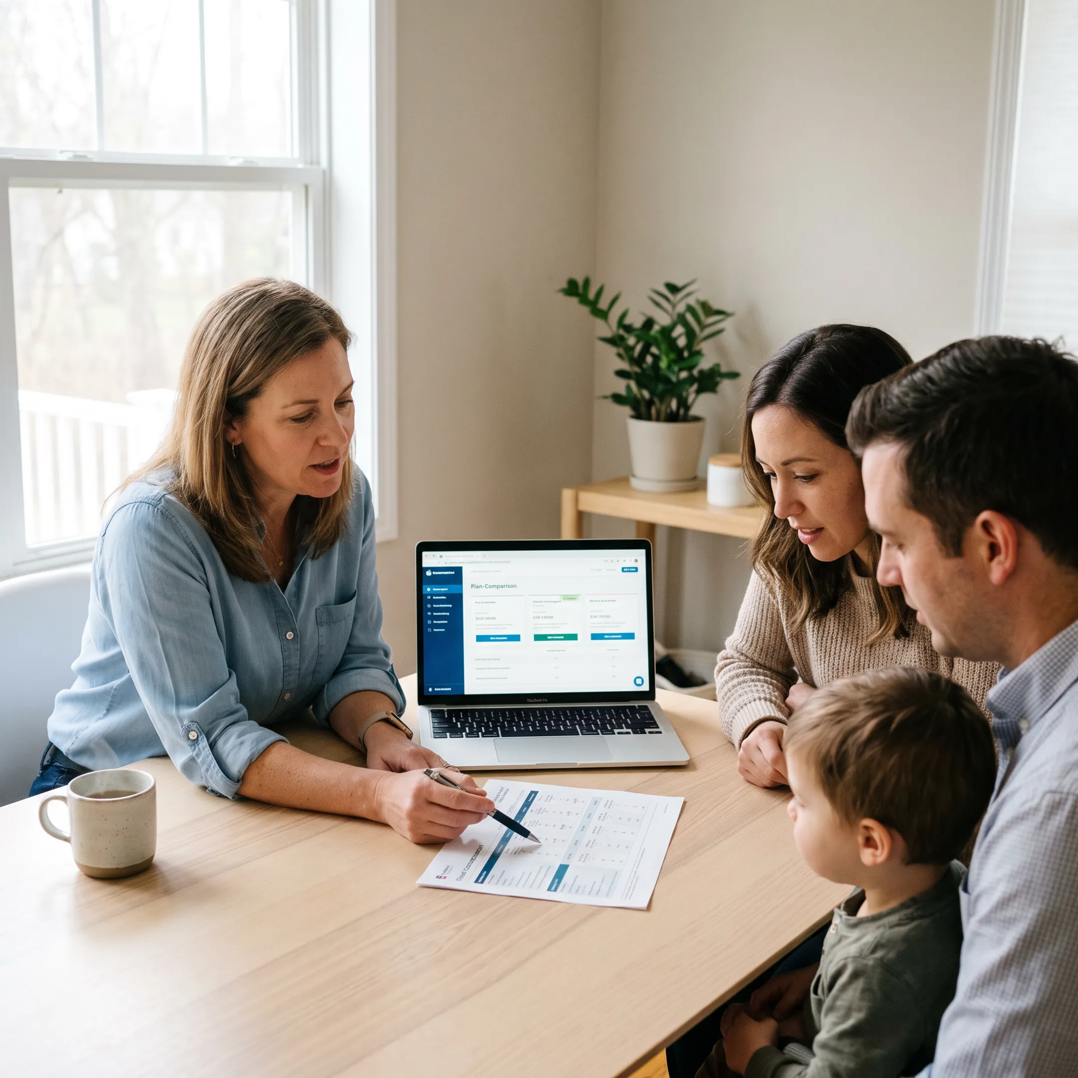 Family reviewing dental insurance options with an advisor