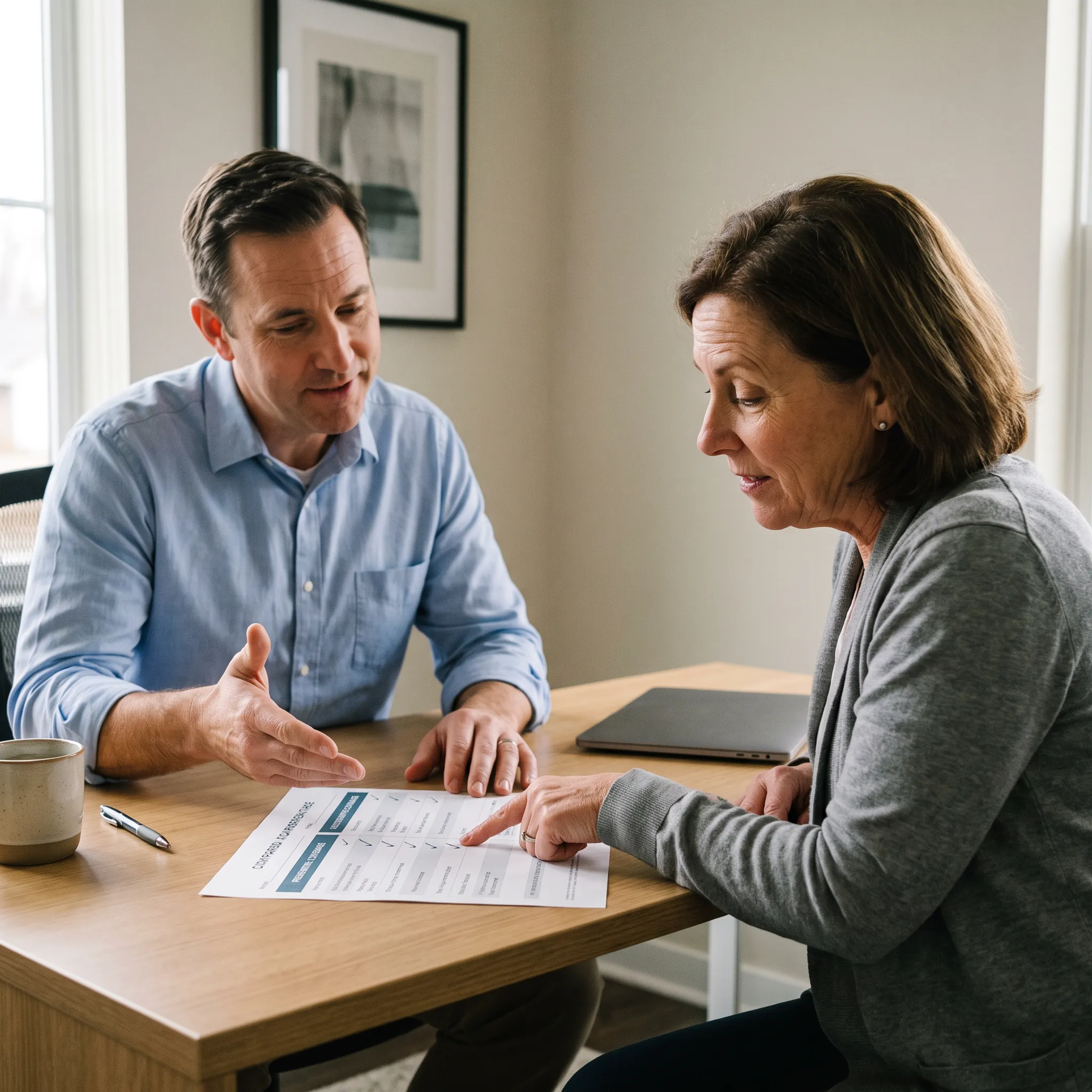Advisor explaining dental insurance benefits