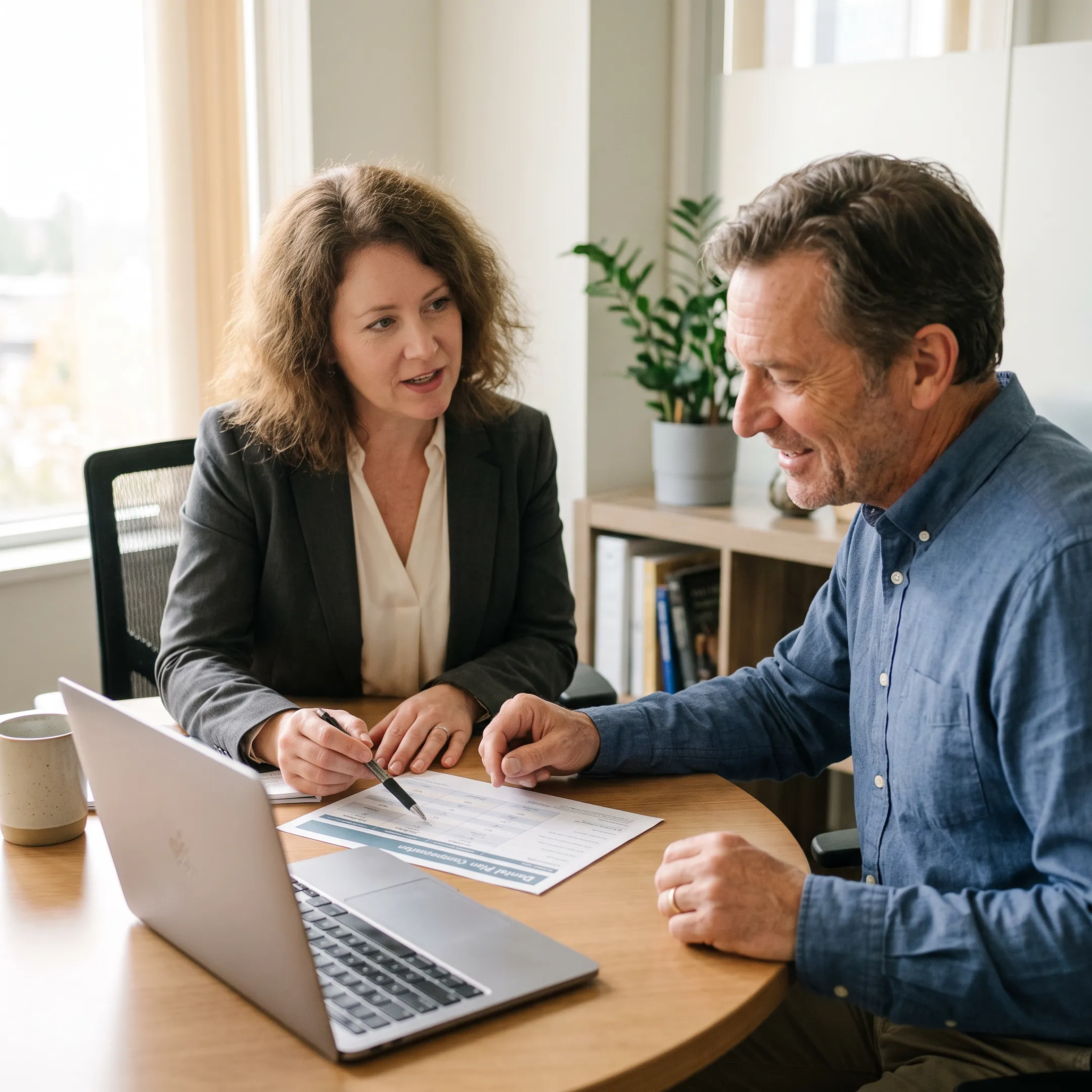 Agent reviewing dental insurance options with client
