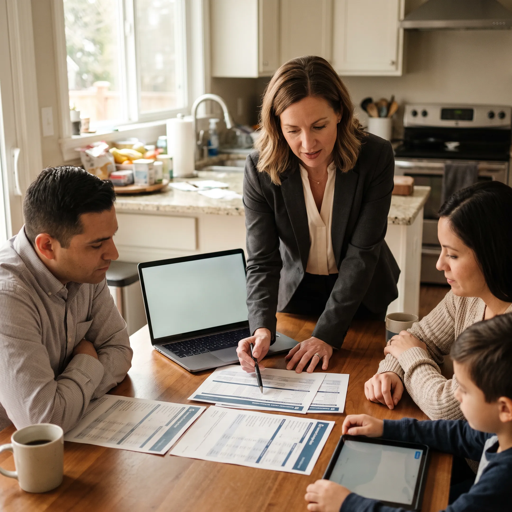 Advisor discussing dental and vision insurance options with a family