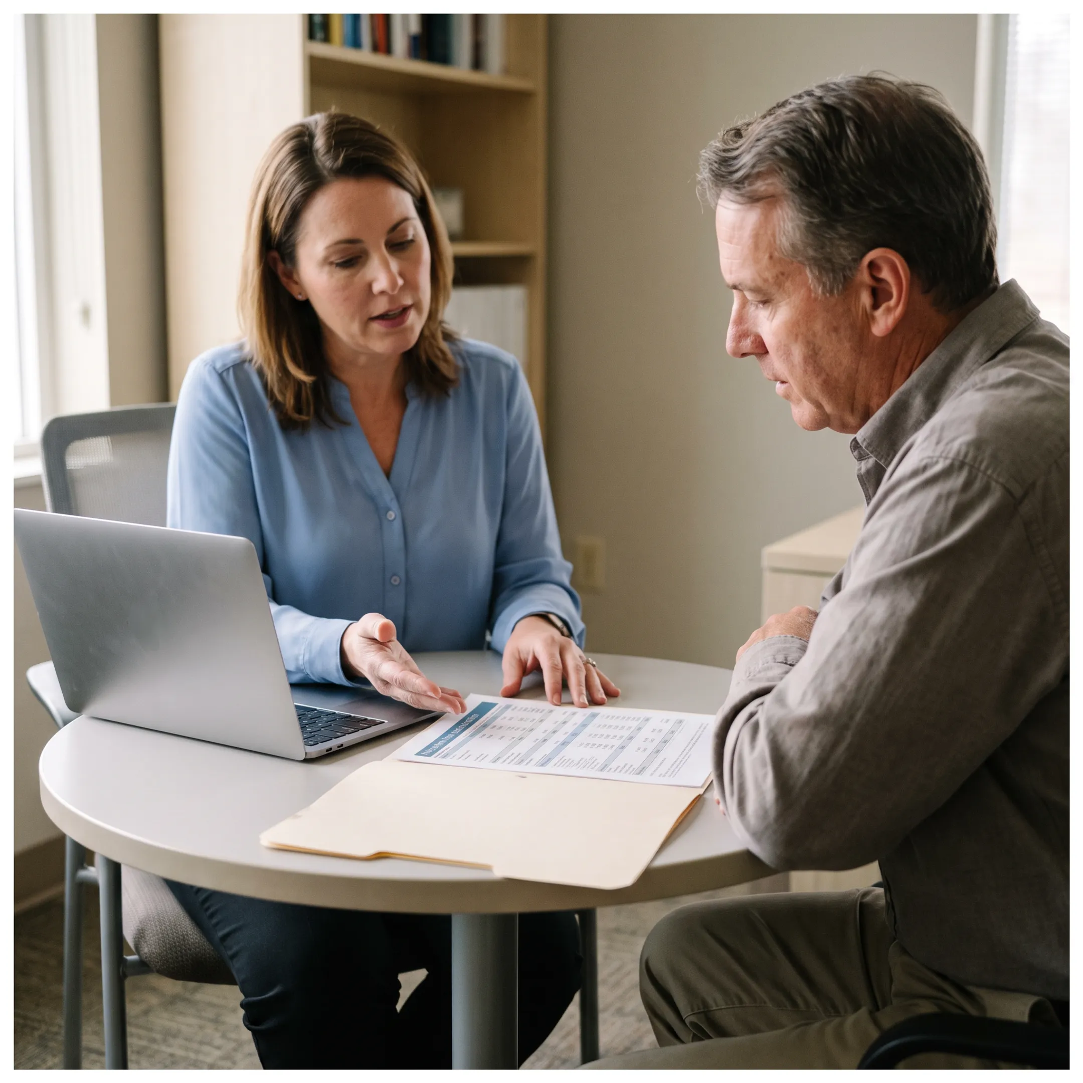 Insurance advisor explaining dental and vision benefits