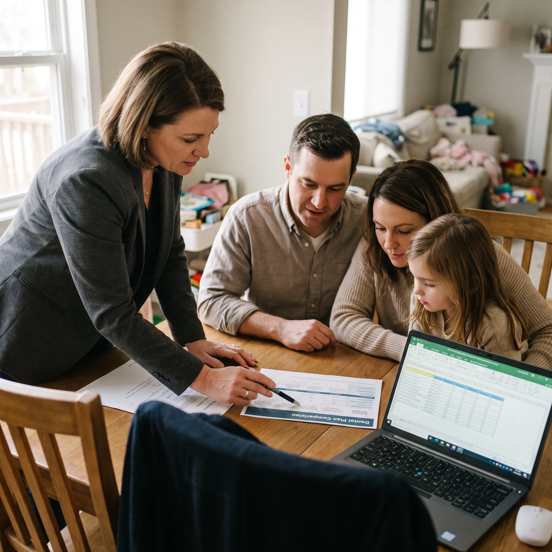 Advisor discussing dental insurance options with a Bakersfield family