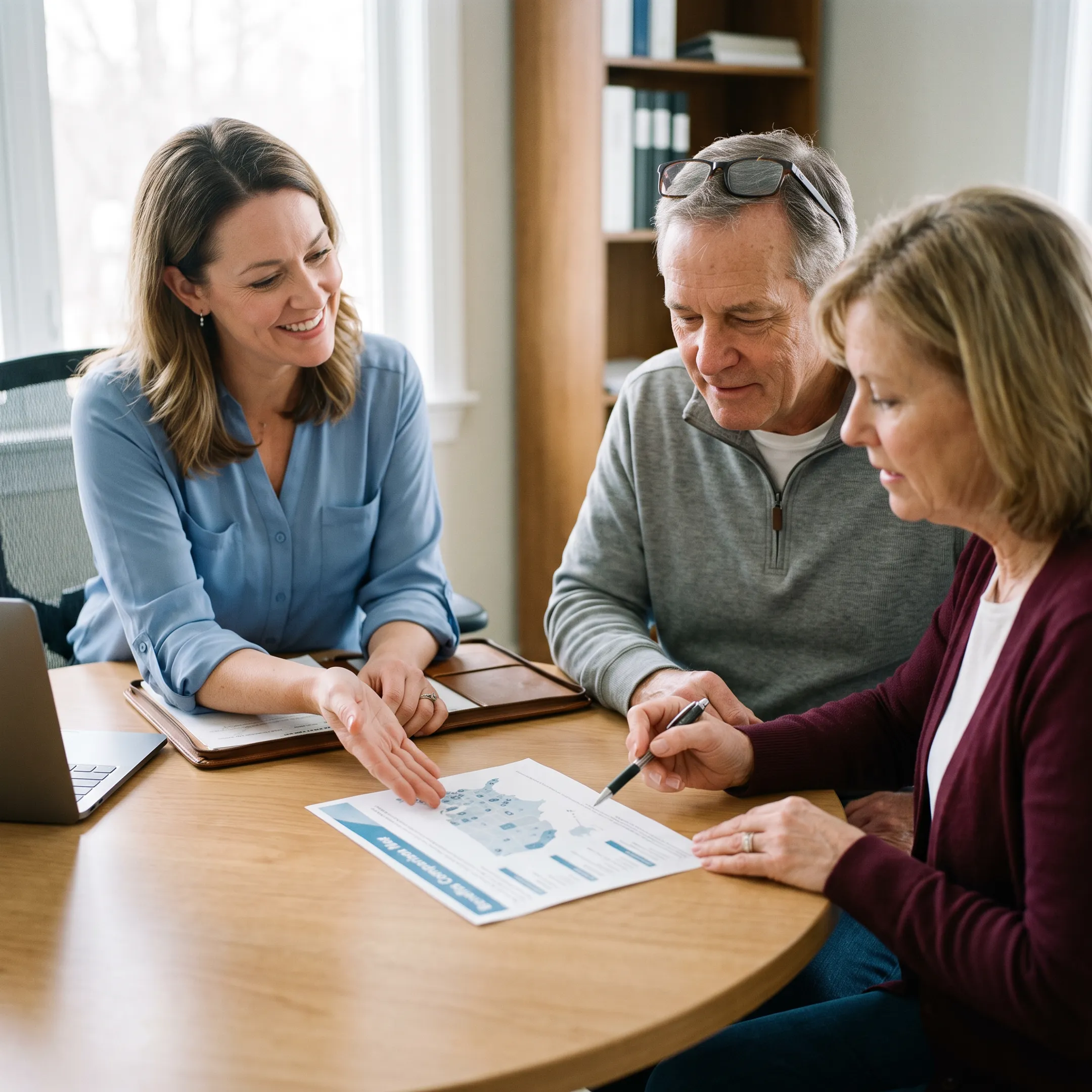 Insurance advisor explaining dental plan benefits