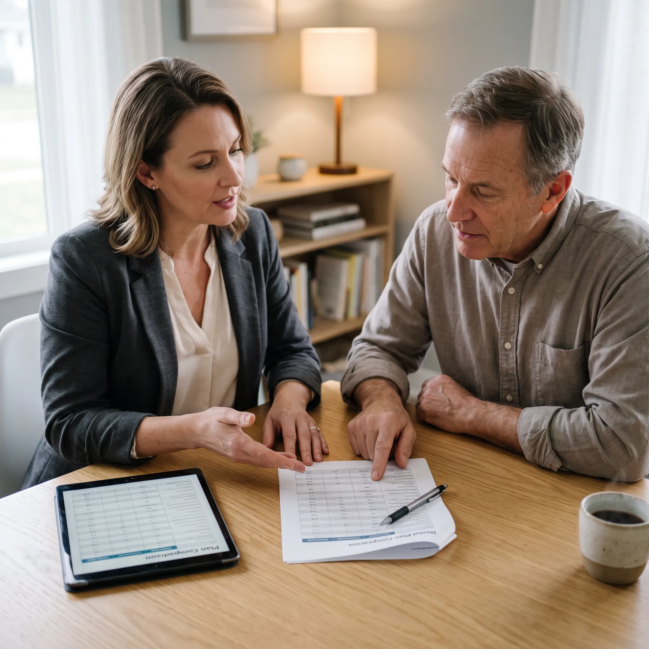 Advisor comparing dental insurance plans with a client