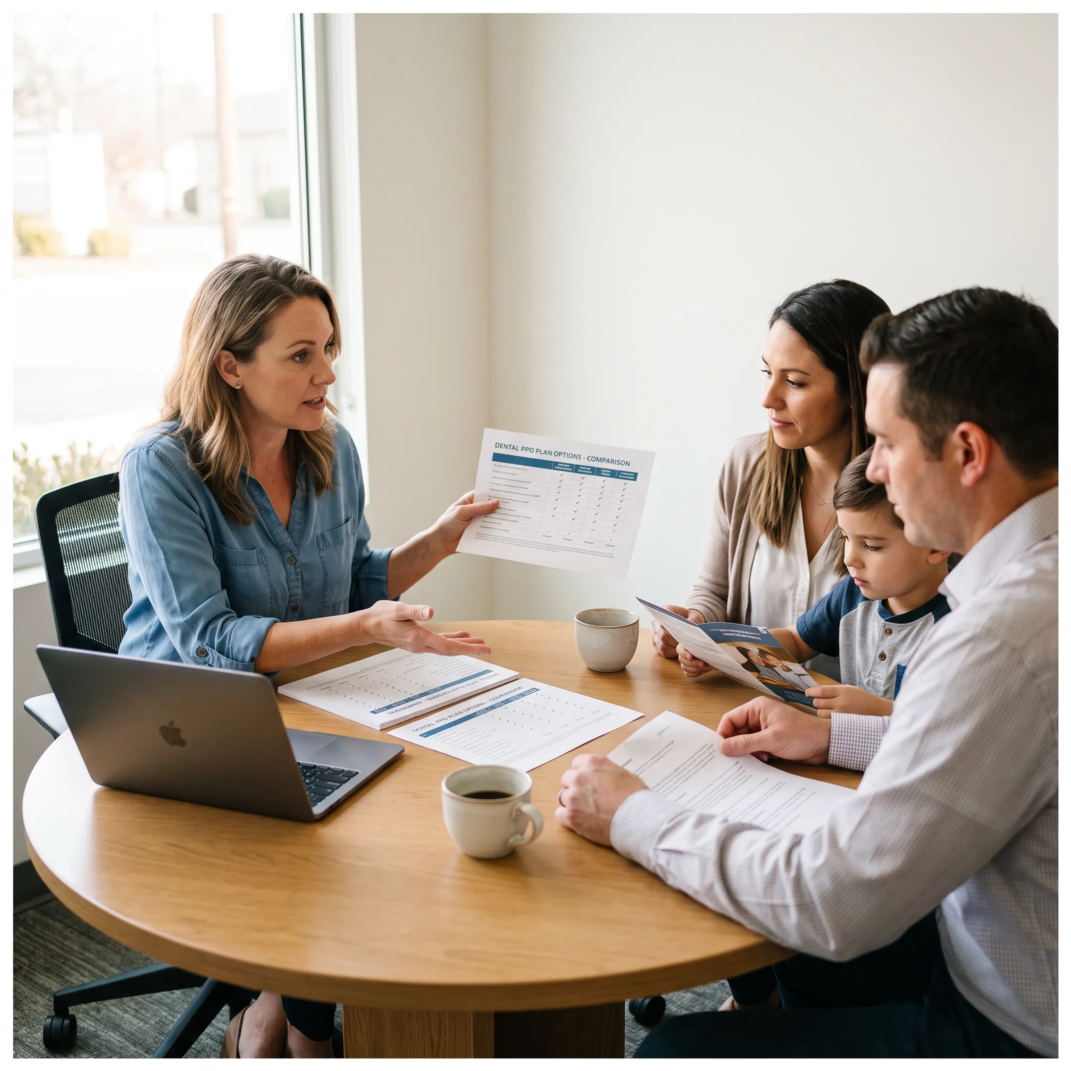 Advisor discussing dental insurance options with a Connecticut family