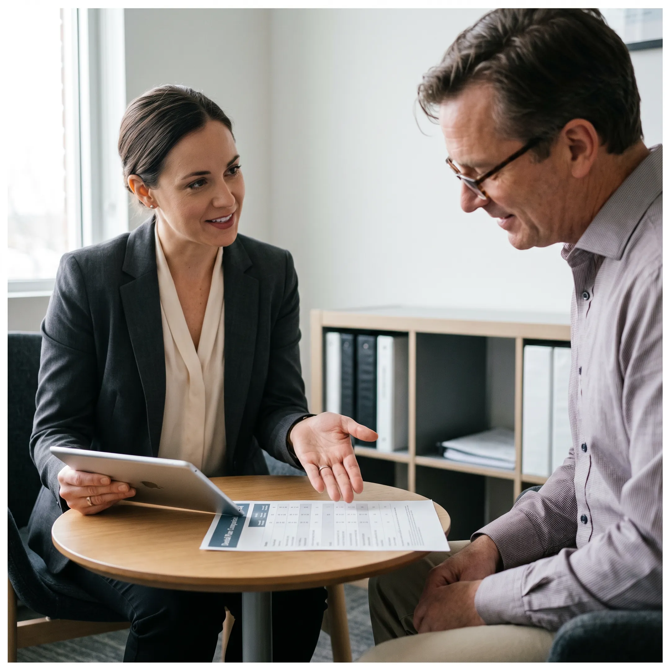 Advisor explaining dental coverage choices to a client