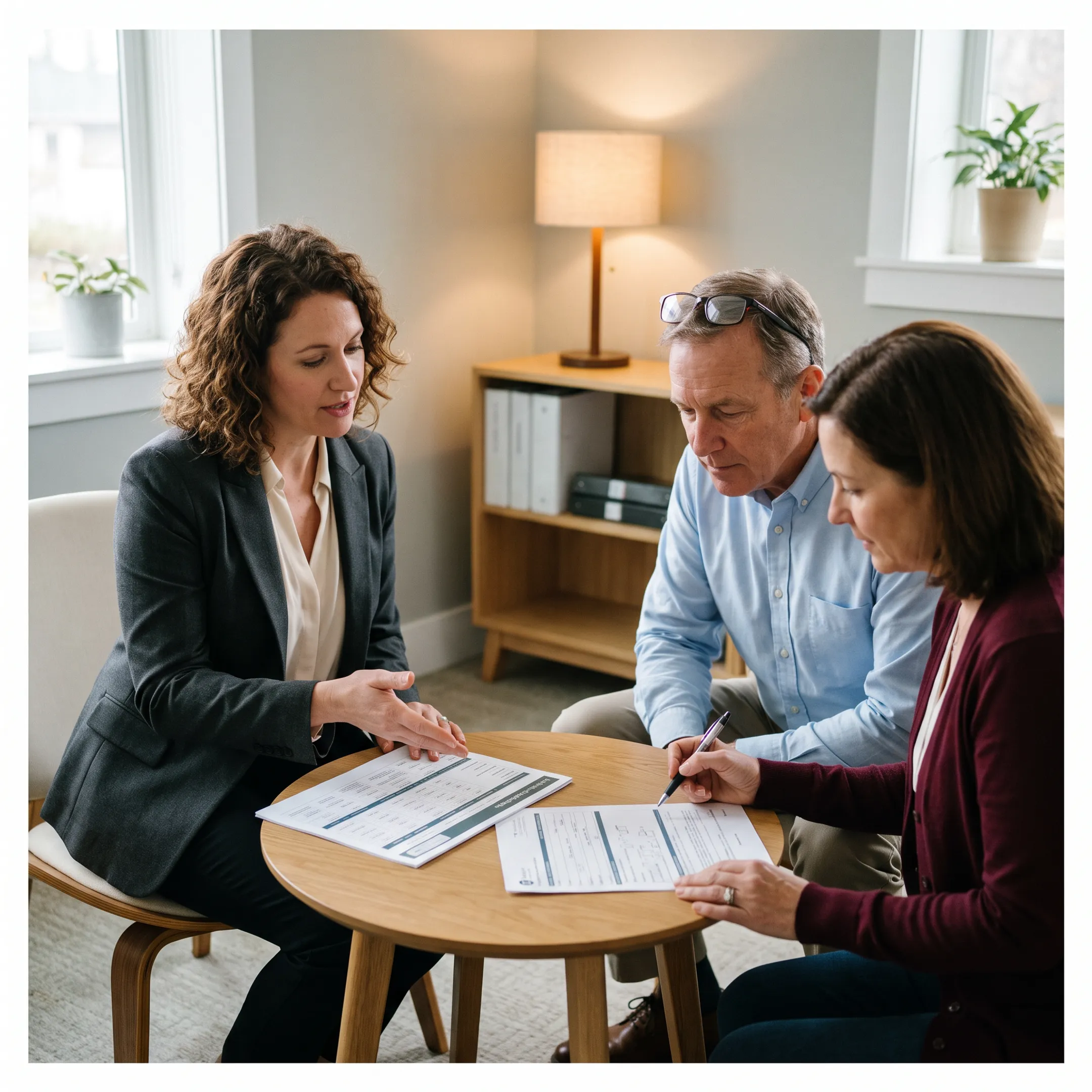 Advisor explaining health insurance plan choices