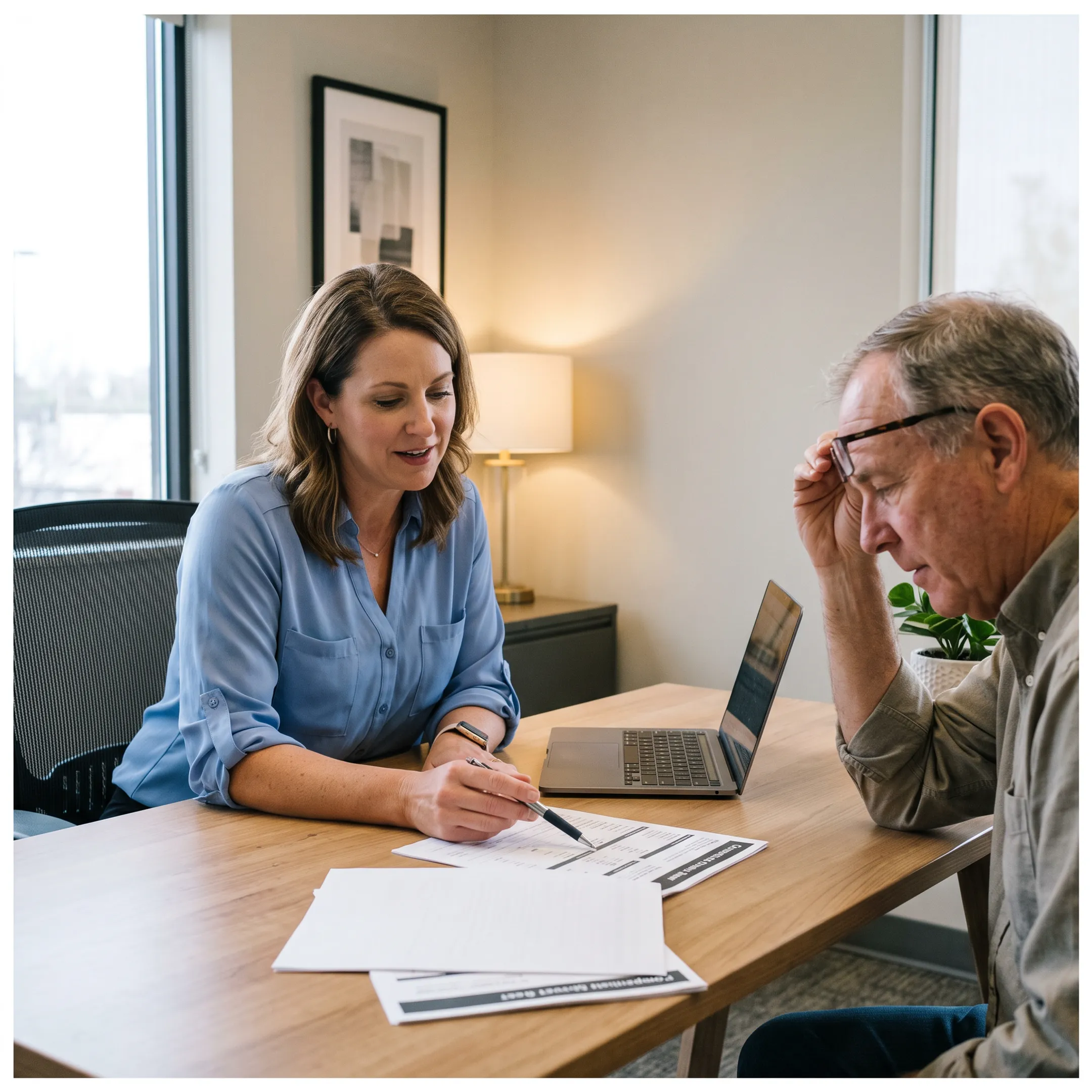 Advisor discussing health insurance options with a Nashville client