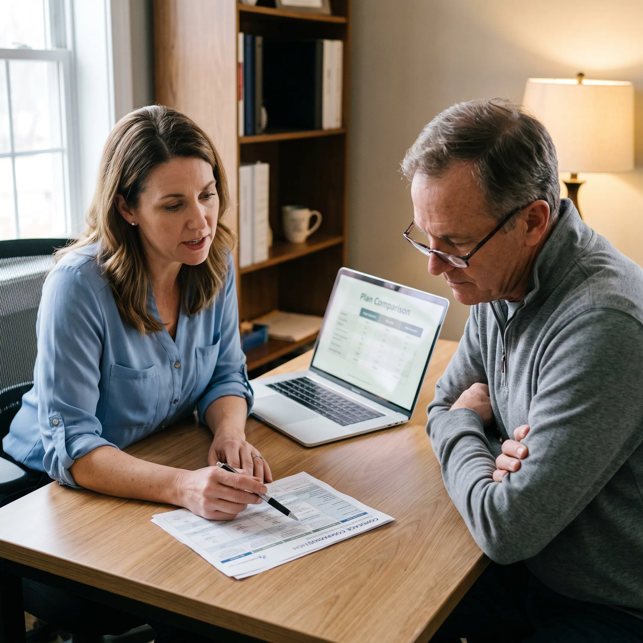 Advisor discussing dental and vision insurance options with a customer