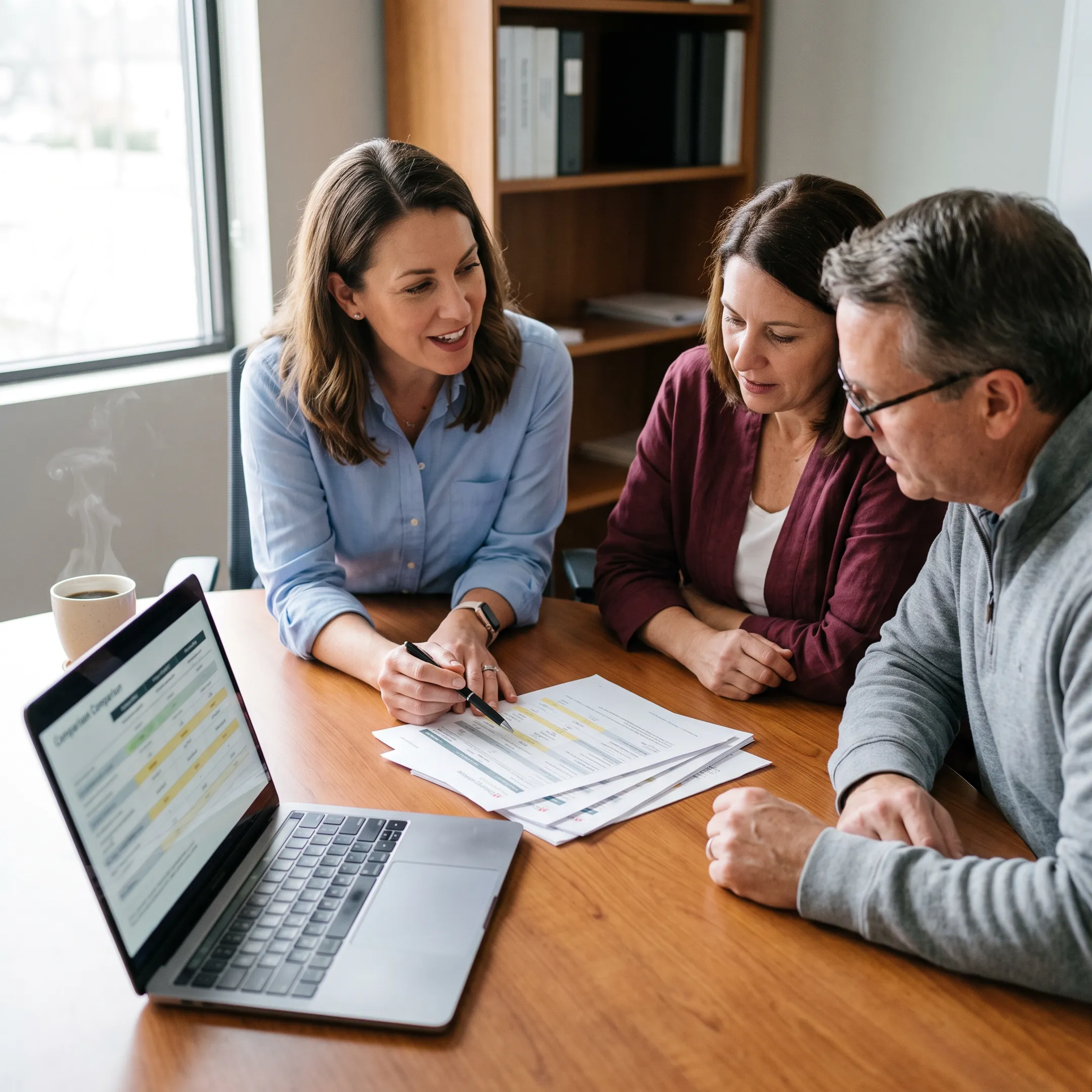 Insurance advisor explaining dental plan options