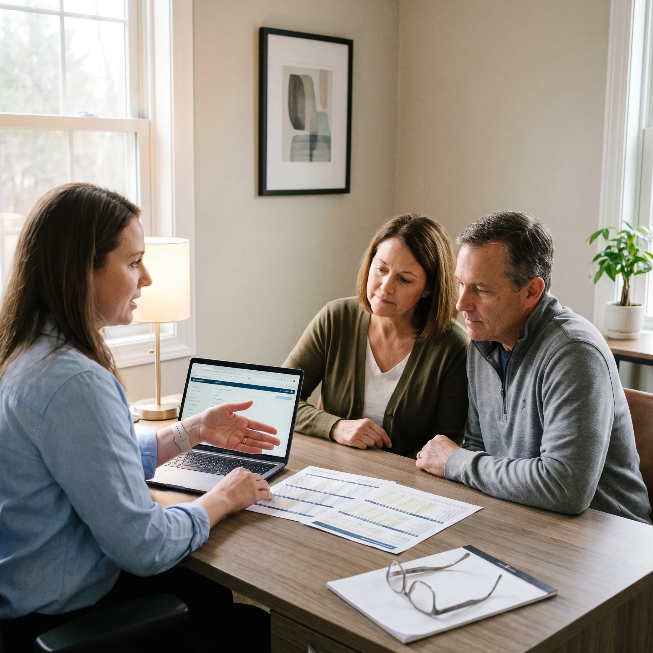 Family reviewing dental insurance options with an advisor