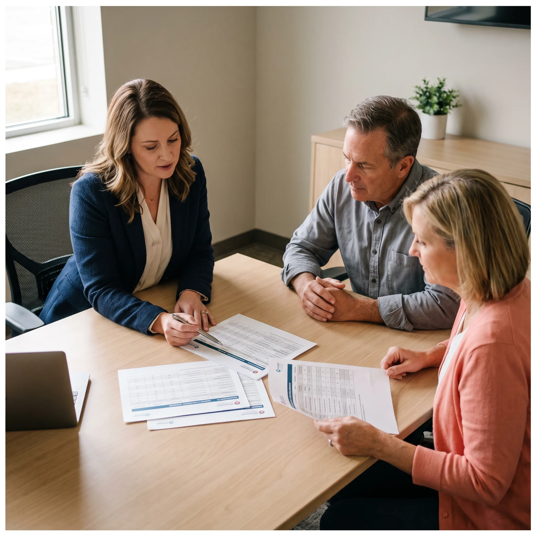 Advisor comparing dental insurance plan benefits