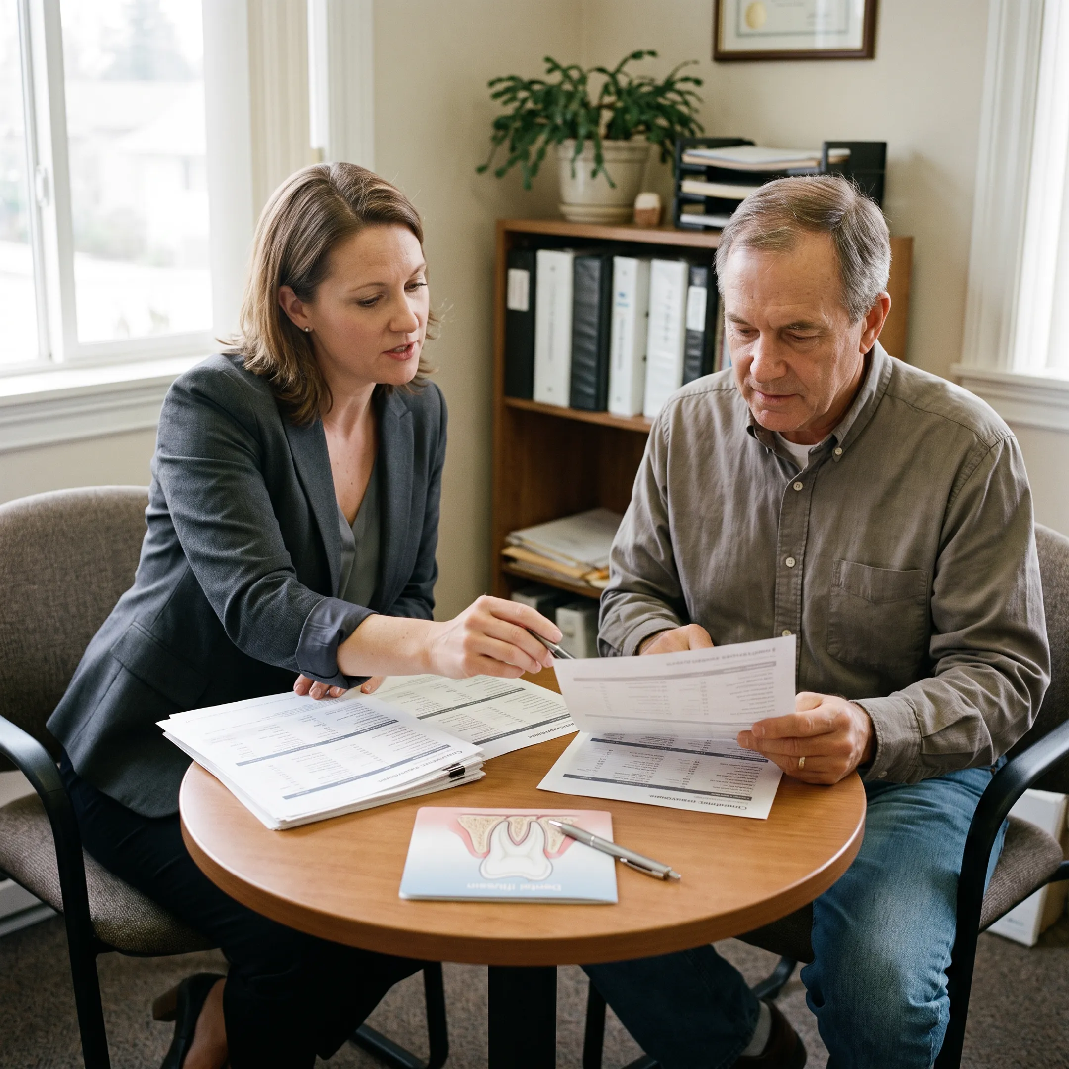 Advisor explaining dental insurance benefits