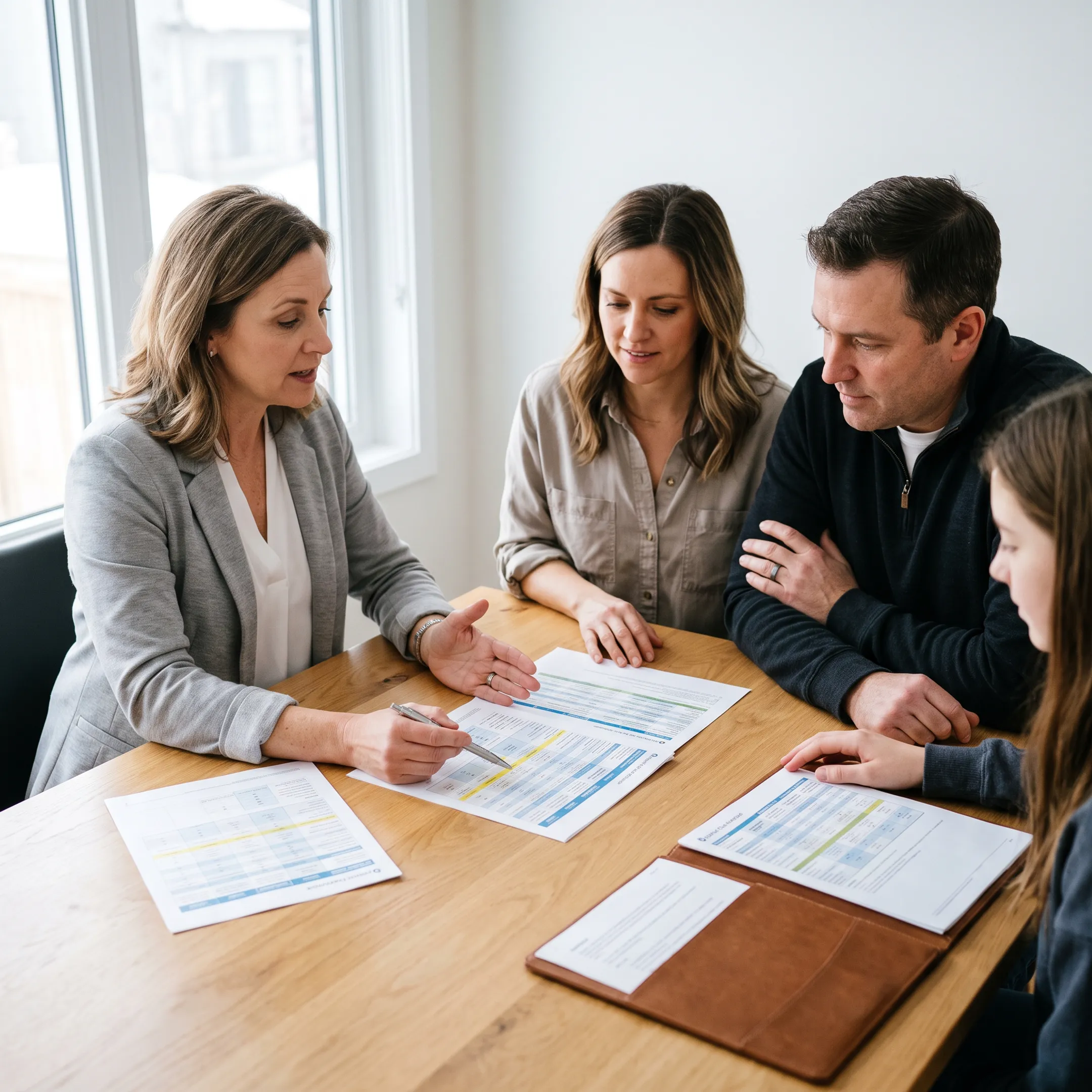 Family reviewing dental insurance options with an advisor