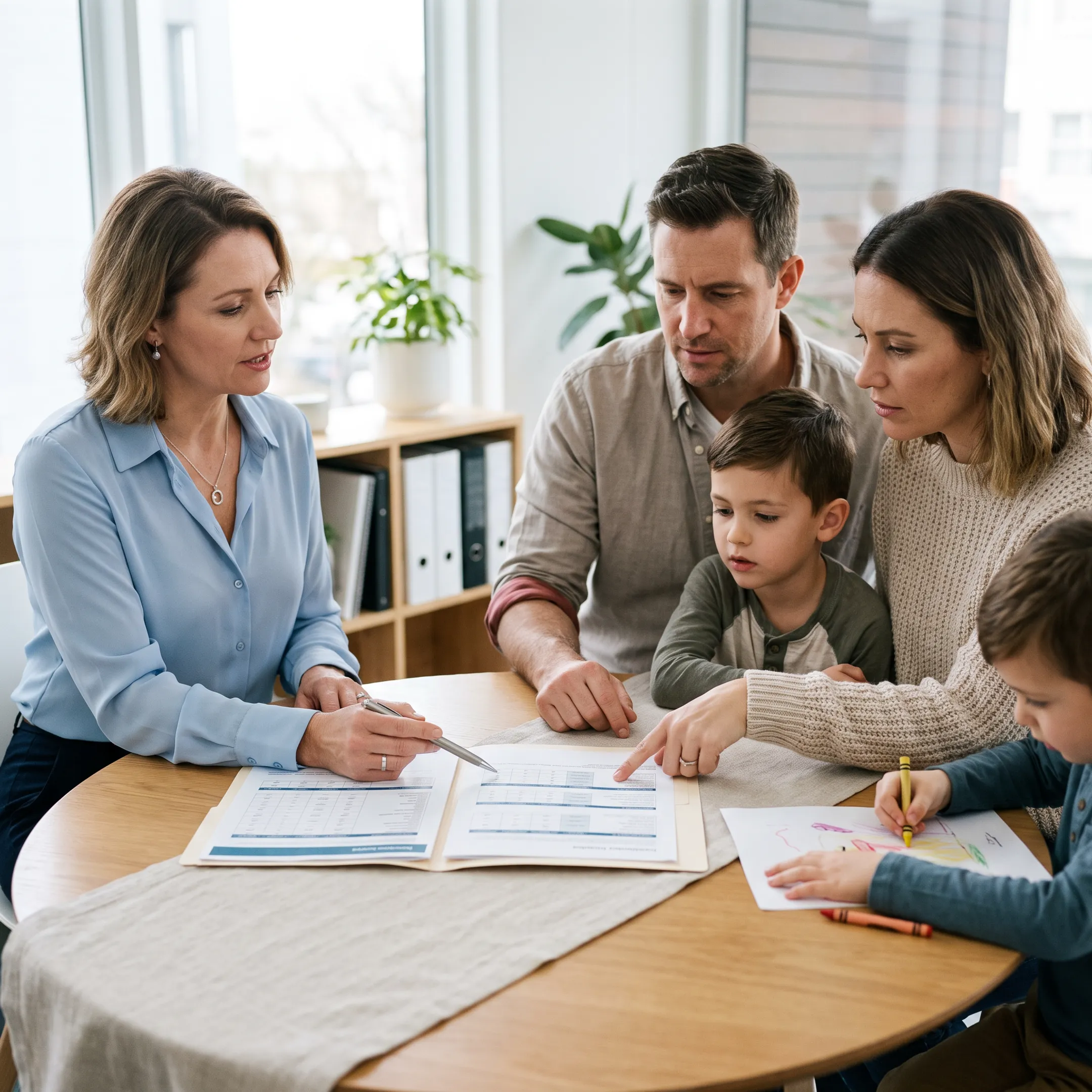 Family reviewing dental insurance options with an advisor