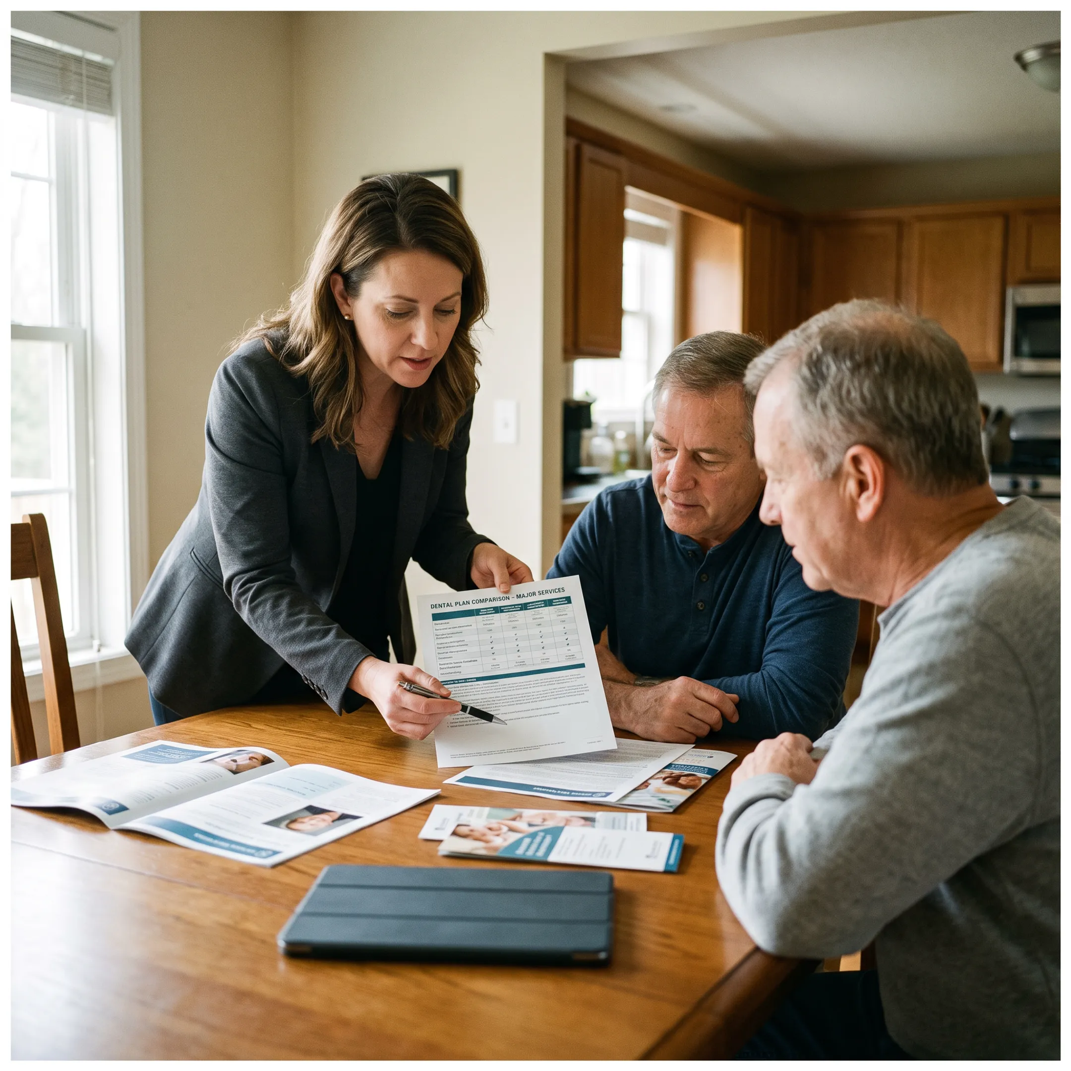 Advisor discussing dental insurance options with a family