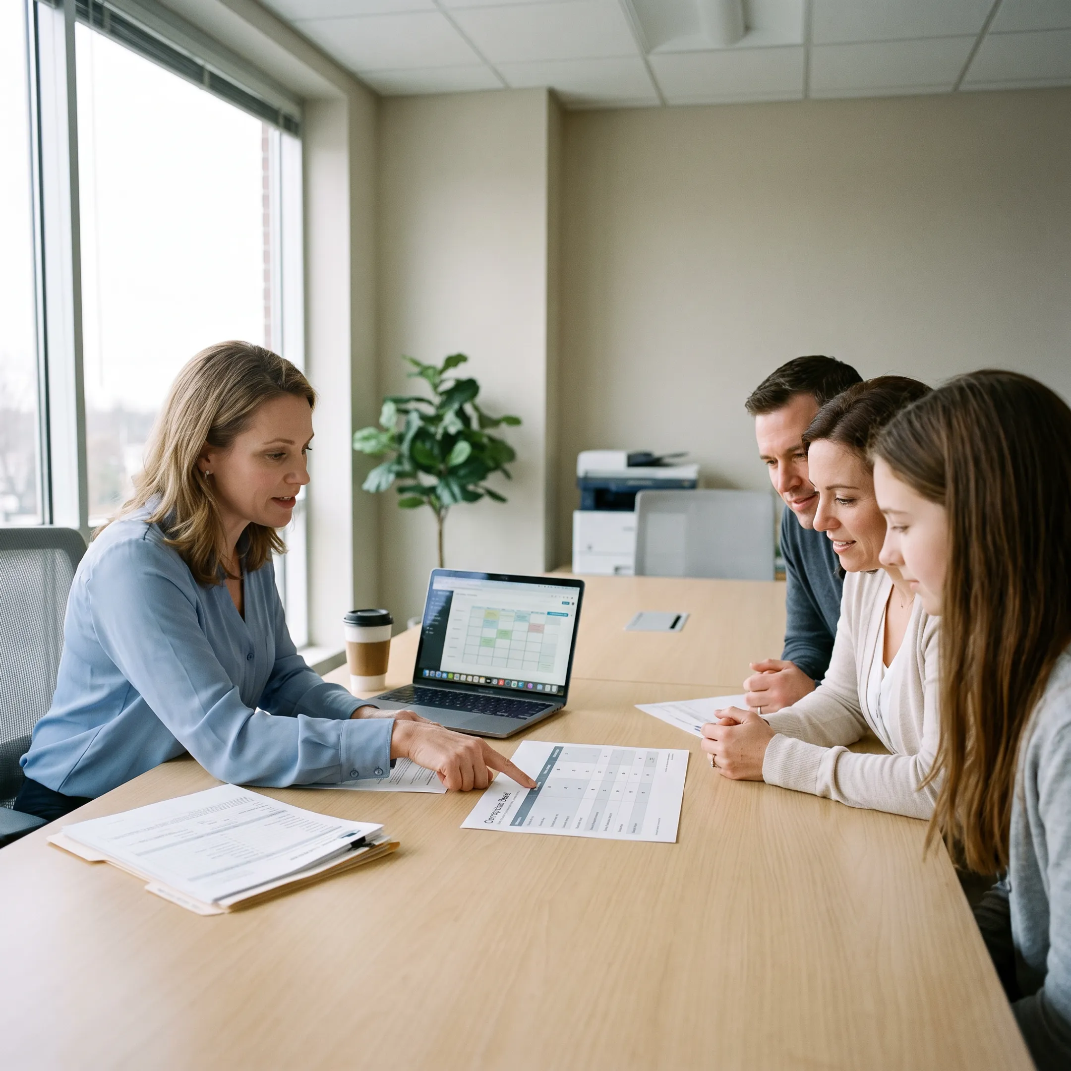 Family reviewing dental insurance options with an advisor