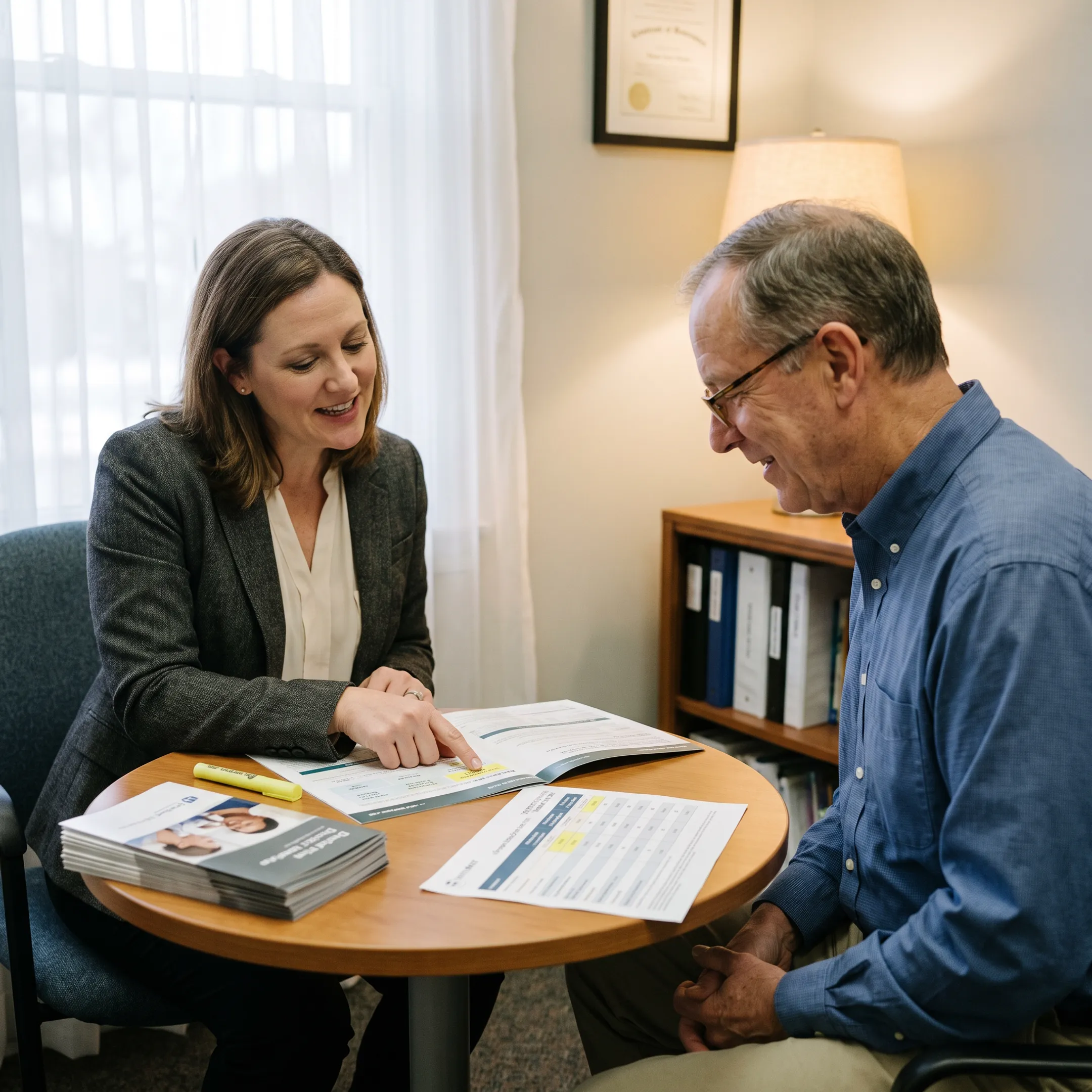 Advisor comparing dental insurance plans