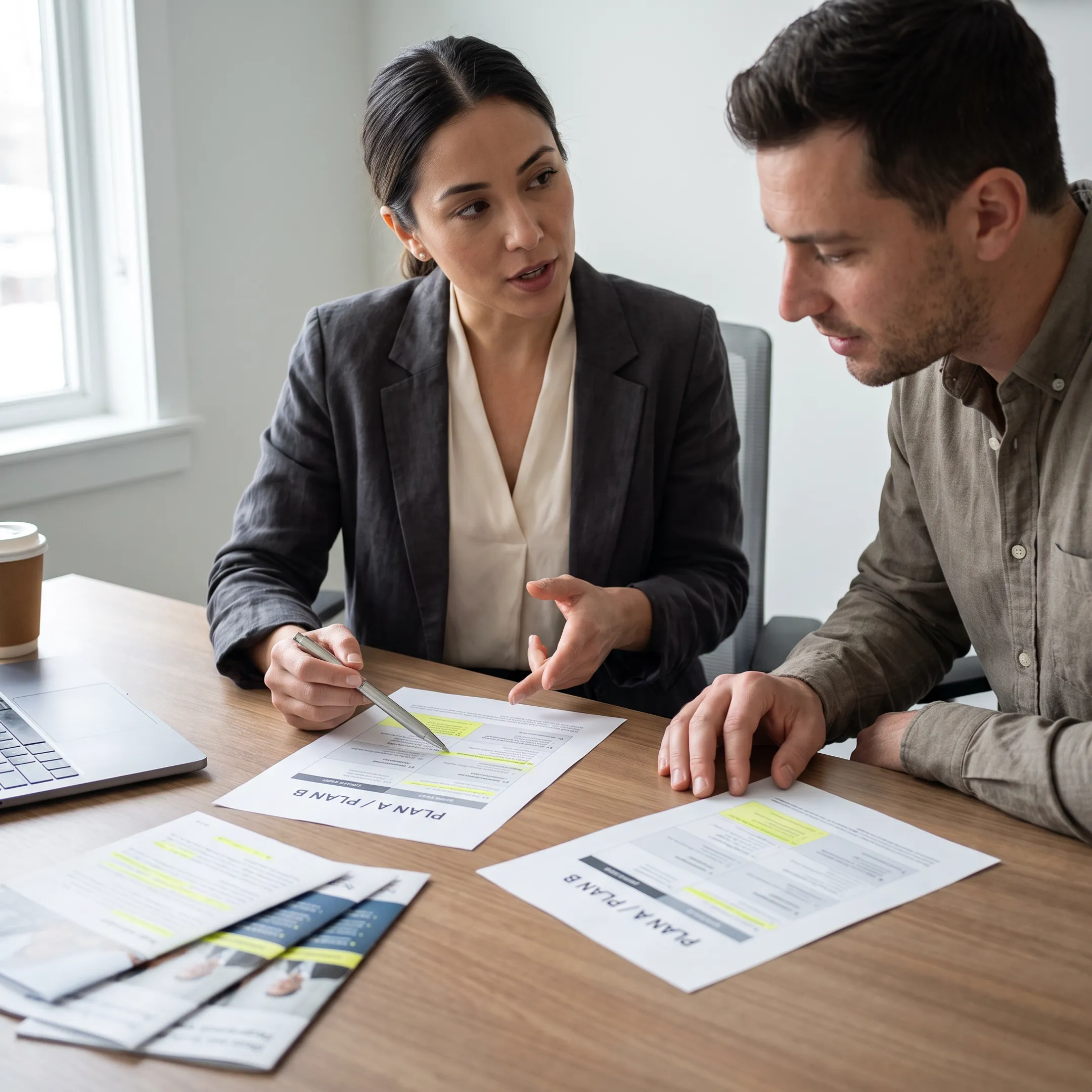 Agent explaining emergency dental insurance benefits