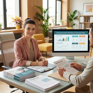 Professional insurance advisor reviewing dental coverage documents with West Virginia client