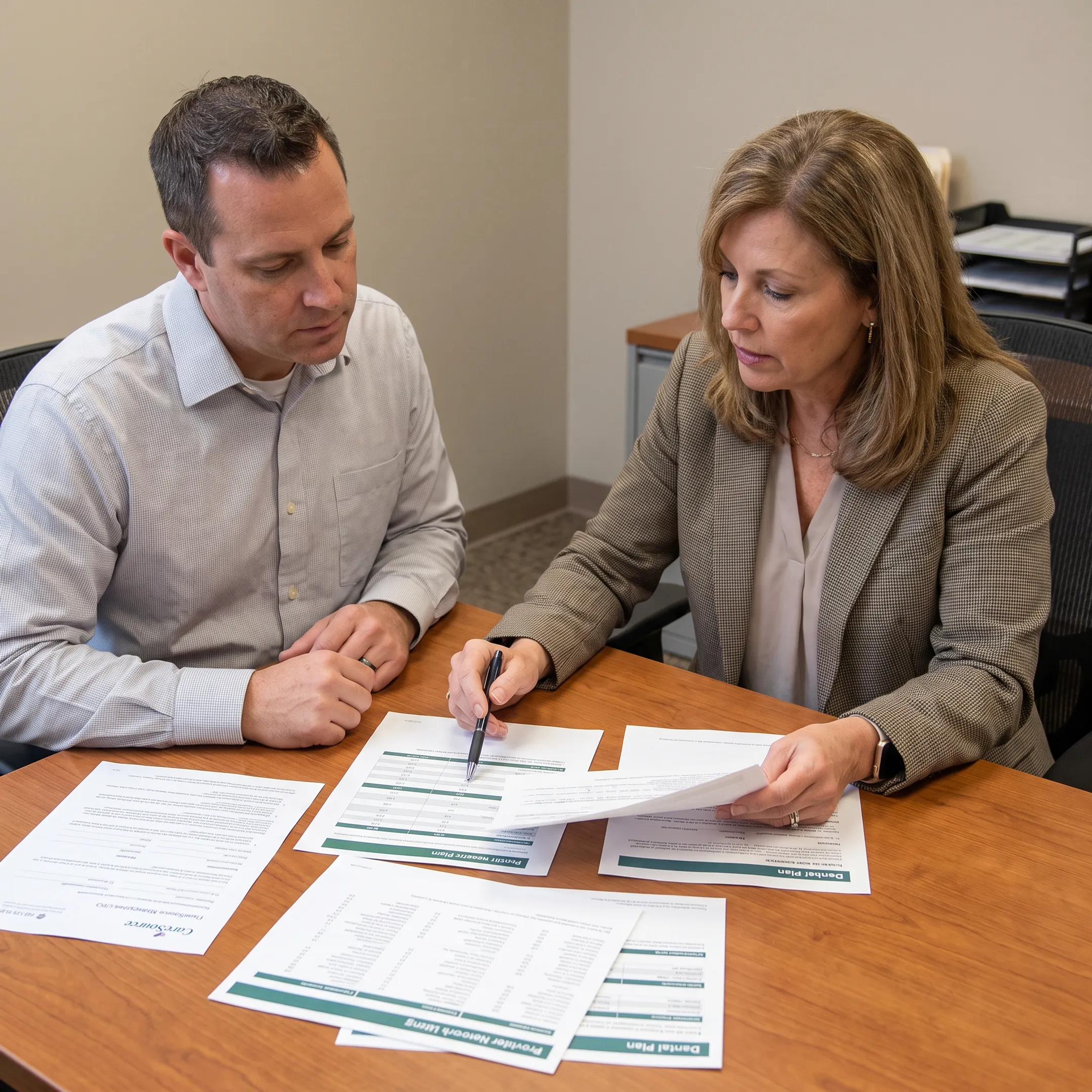 Advisor comparing dental insurance plans