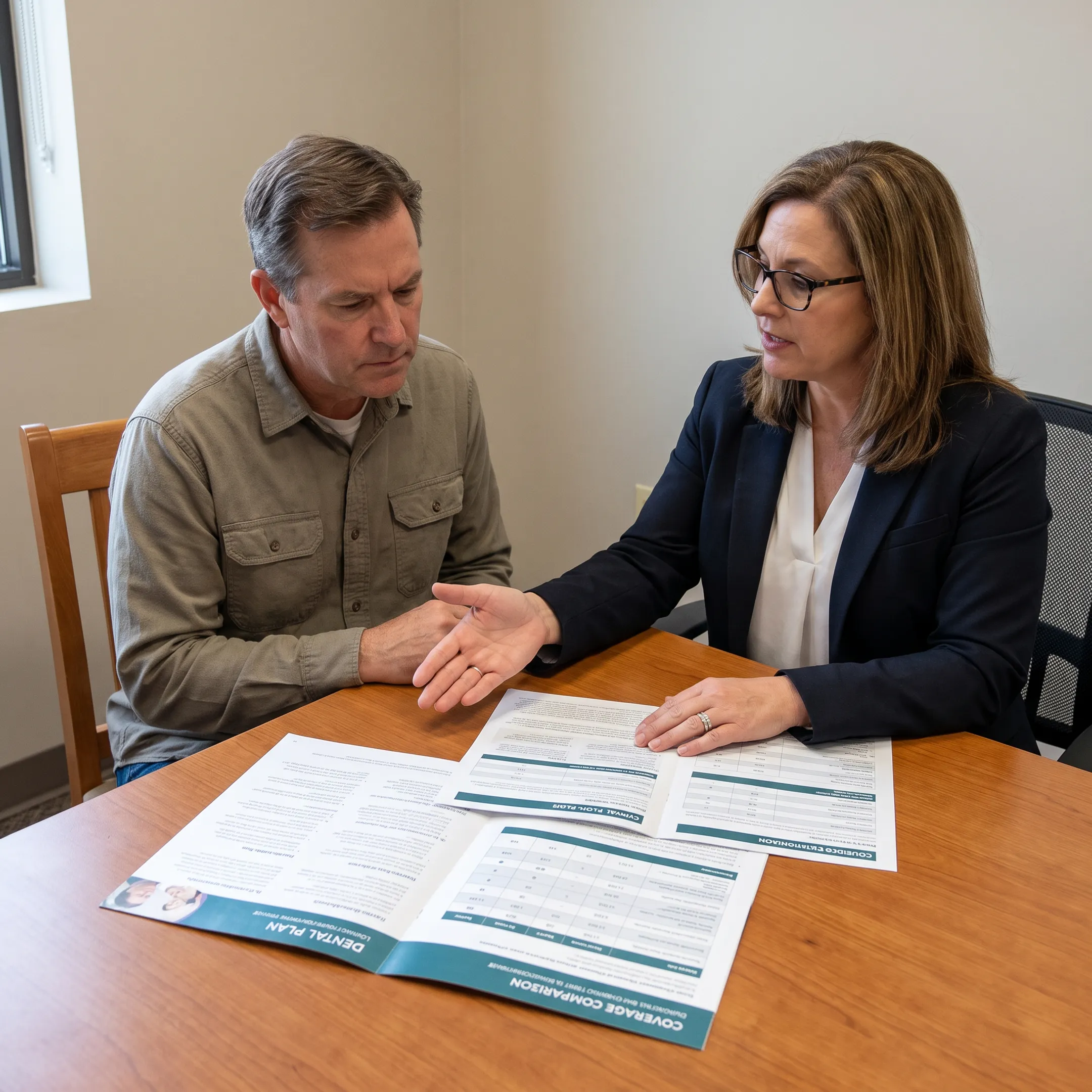 Advisor discussing dental insurance options with a family