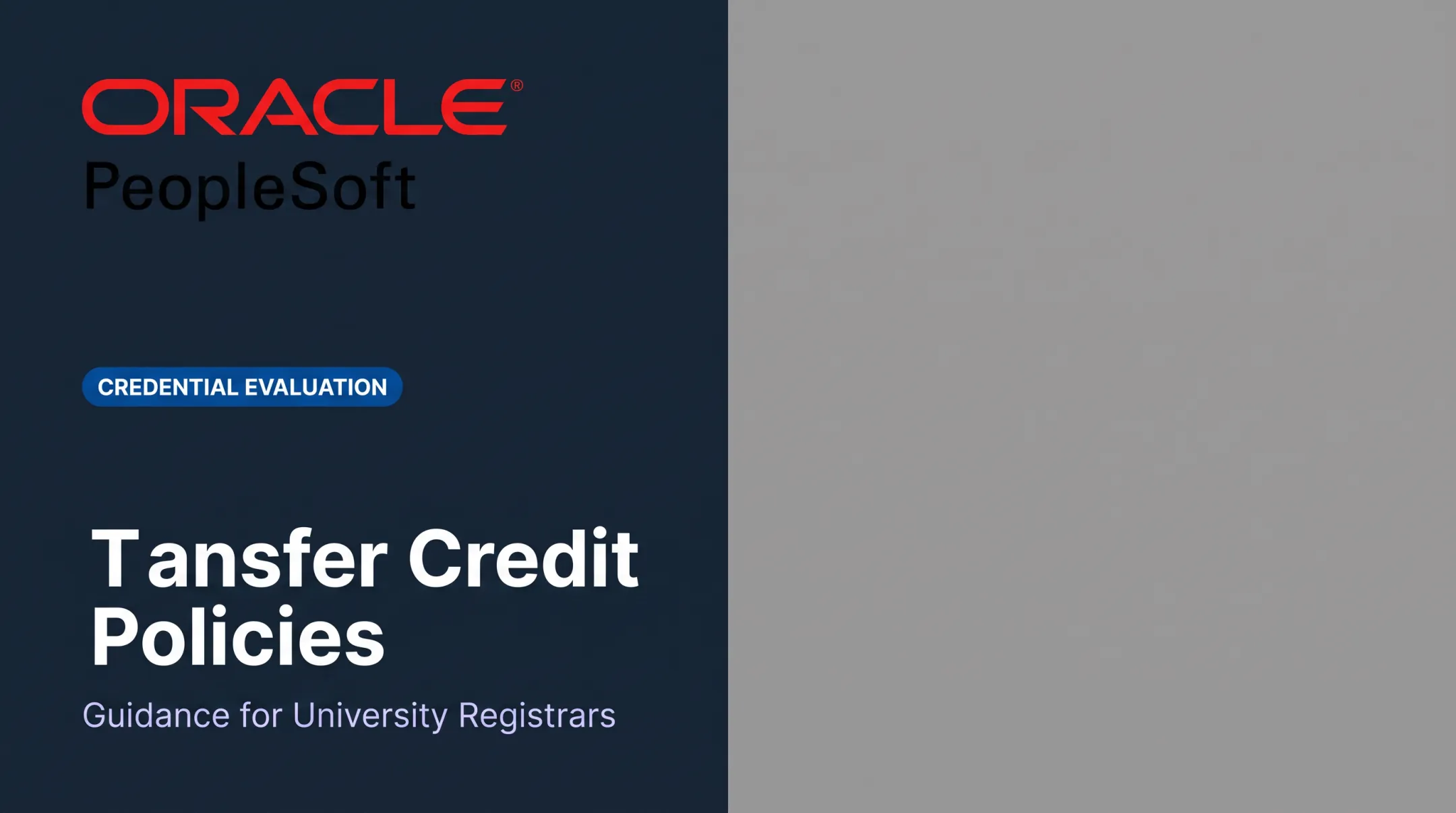 Transfer Credit Policies