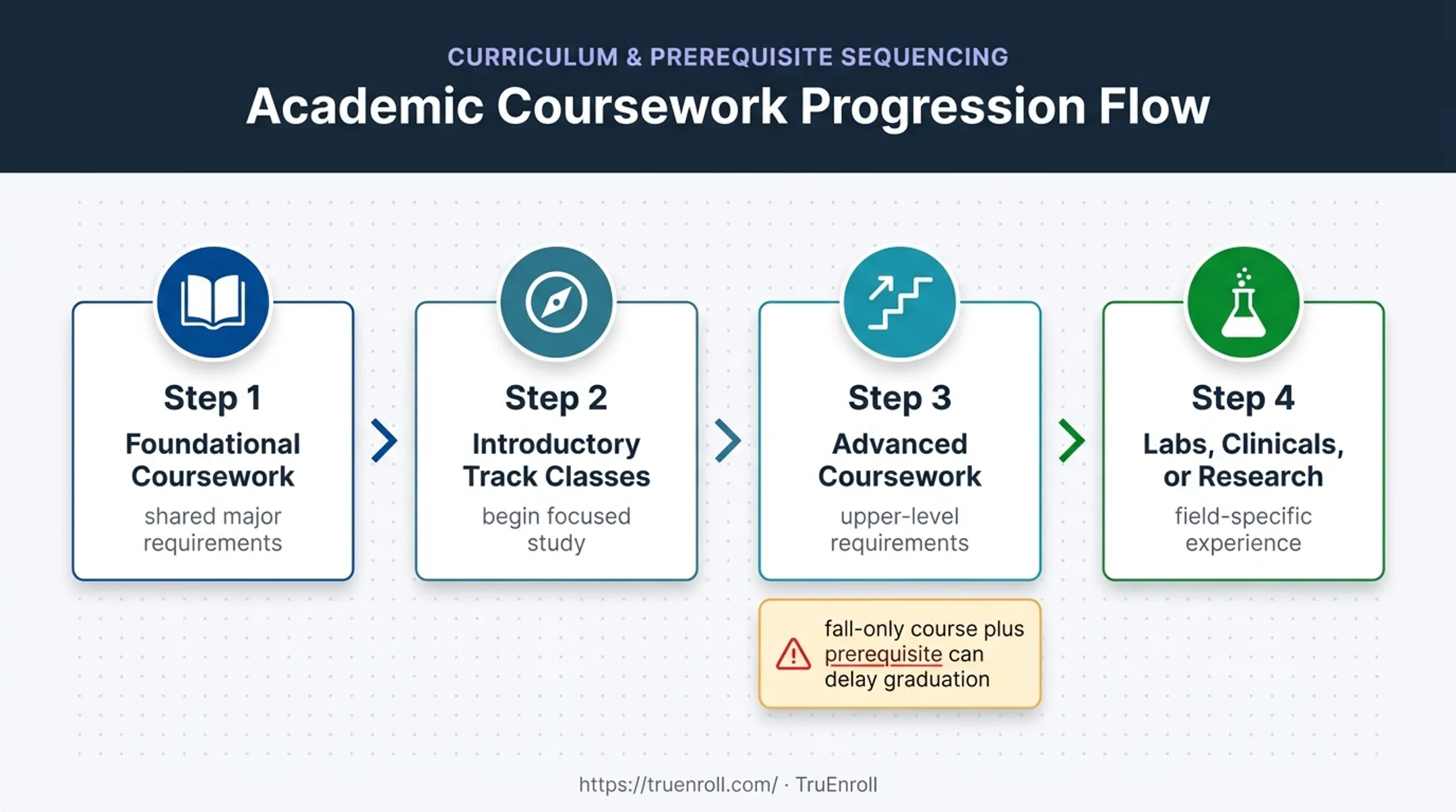 Degree track coursework sequence from foundations to advanced study