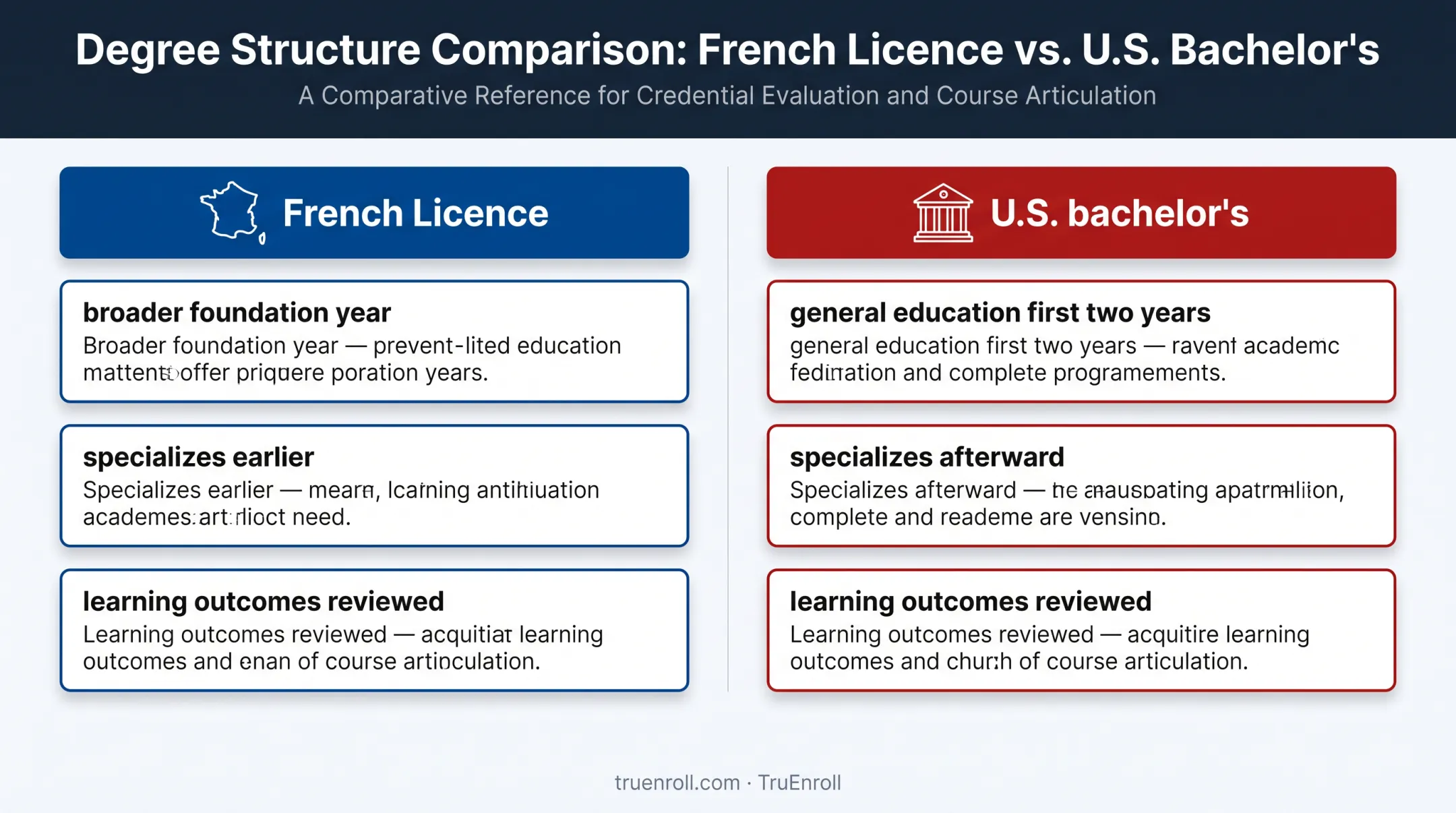 French Licence and U.S. bachelor's curriculum structure comparison