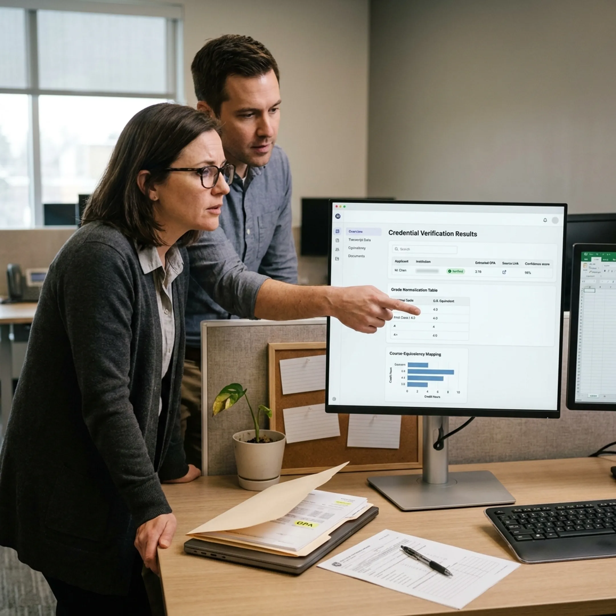 Higher-education team reviewing verified digital academic credentials on a secure platform