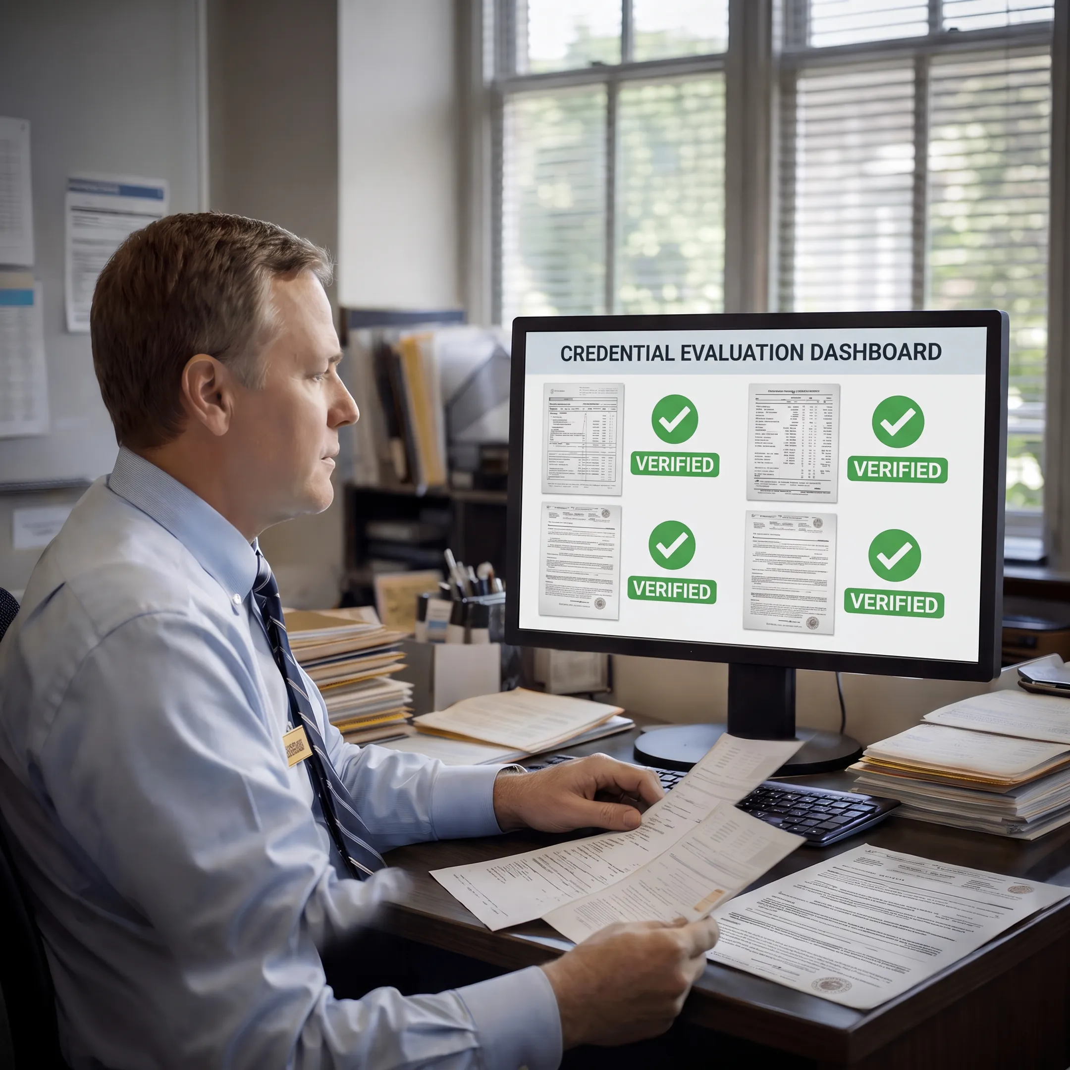 Academic credential verification platform reviewing a digital transcript