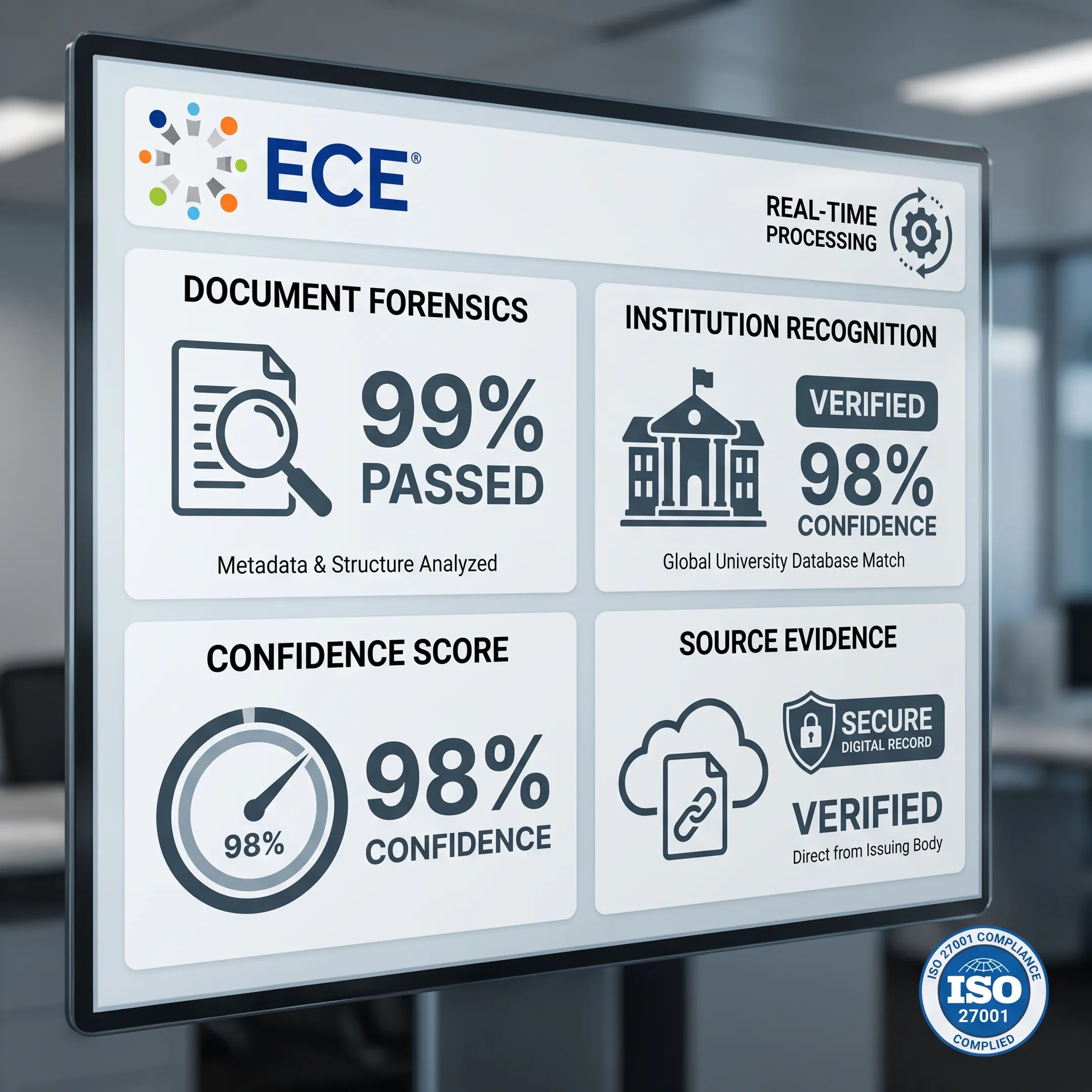 Digital degree verification report showing document integrity and source-linked evidence