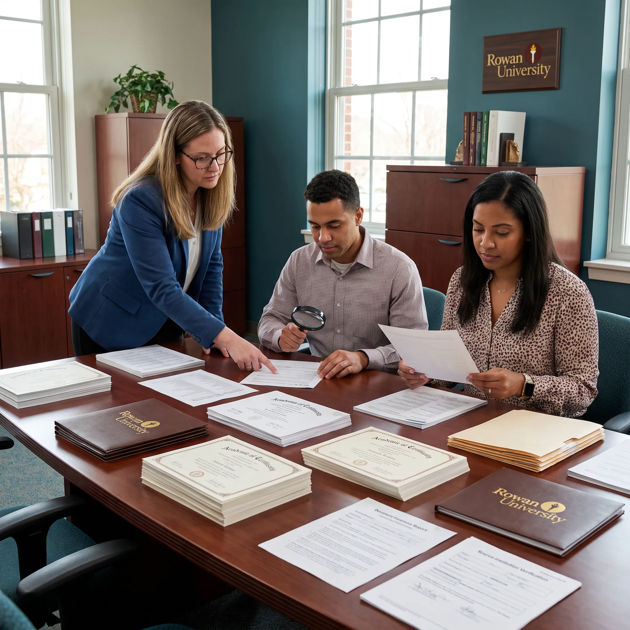 Higher-education team reviewing verified academic certificates on a secure digital platform