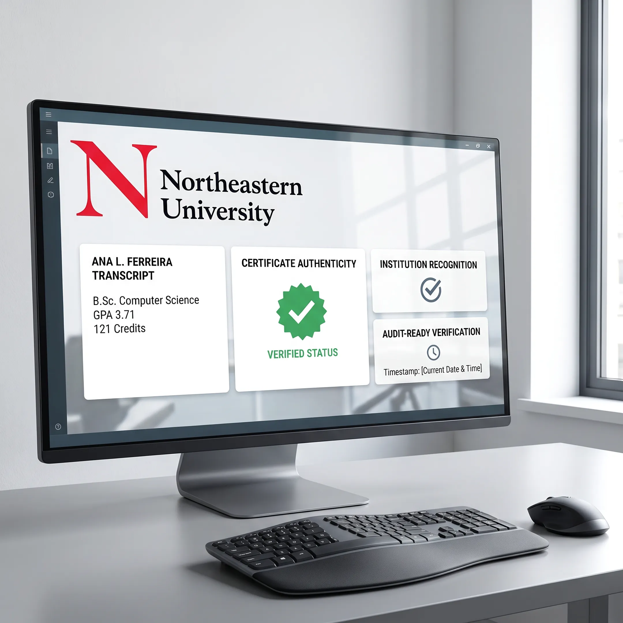 Digital certificate verification results showing document integrity and source-linked academic data