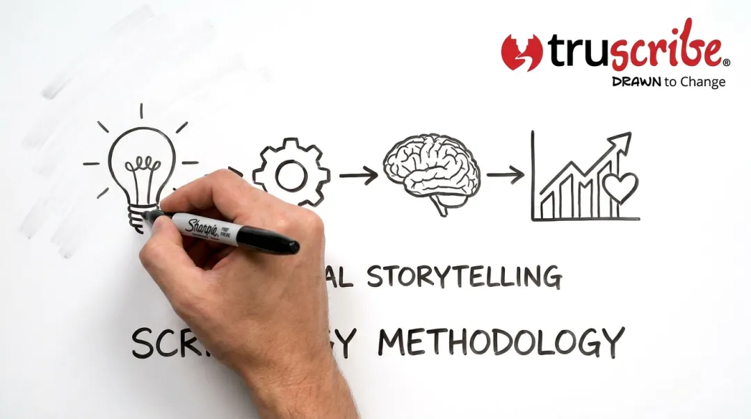 TruScribe whiteboard explainer video showing sequential visual drawing in progress