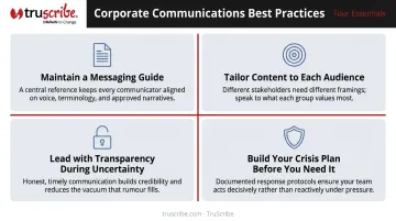 Four best practices for effective corporate communications strategy infographic