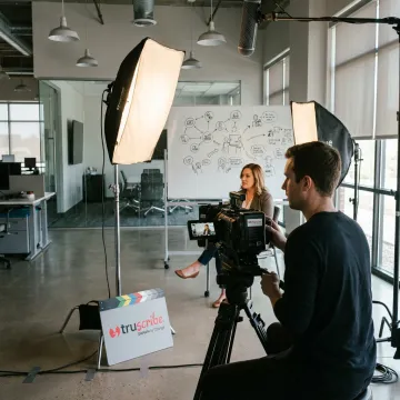 Minneapolis video production crew filming a corporate interview