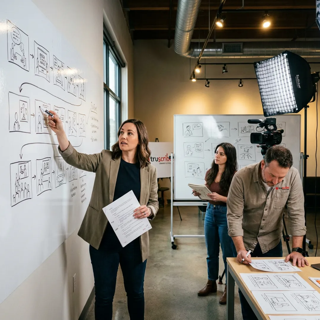 Creative team planning a corporate video production