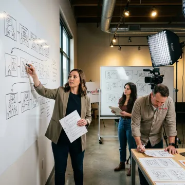 Creative team planning a corporate video production