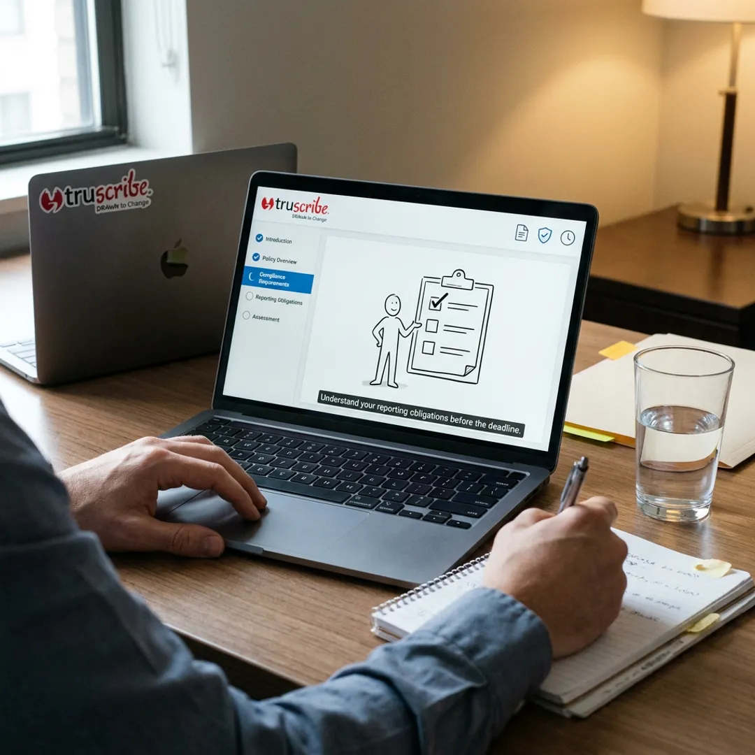 eLearning compliance training on laptop