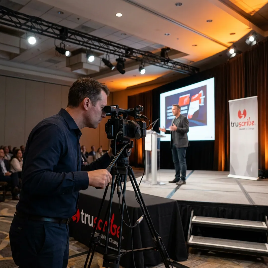 Corporate event photographer and videographer capturing a business conference