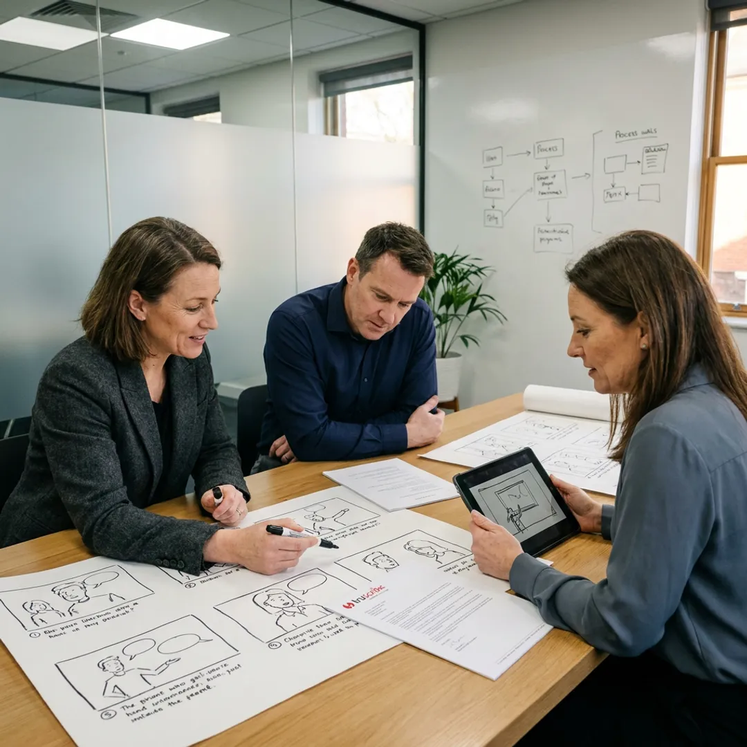 Corporate team planning communication strategy